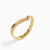 Pave Chevron Ring, solid gold ring, view 5 | DiaFifth