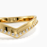 Pave Chevron Ring, solid gold ring, view 2 | DiaFifth