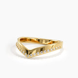 Pave Chevron Ring, solid gold ring, view 4 | DiaFifth