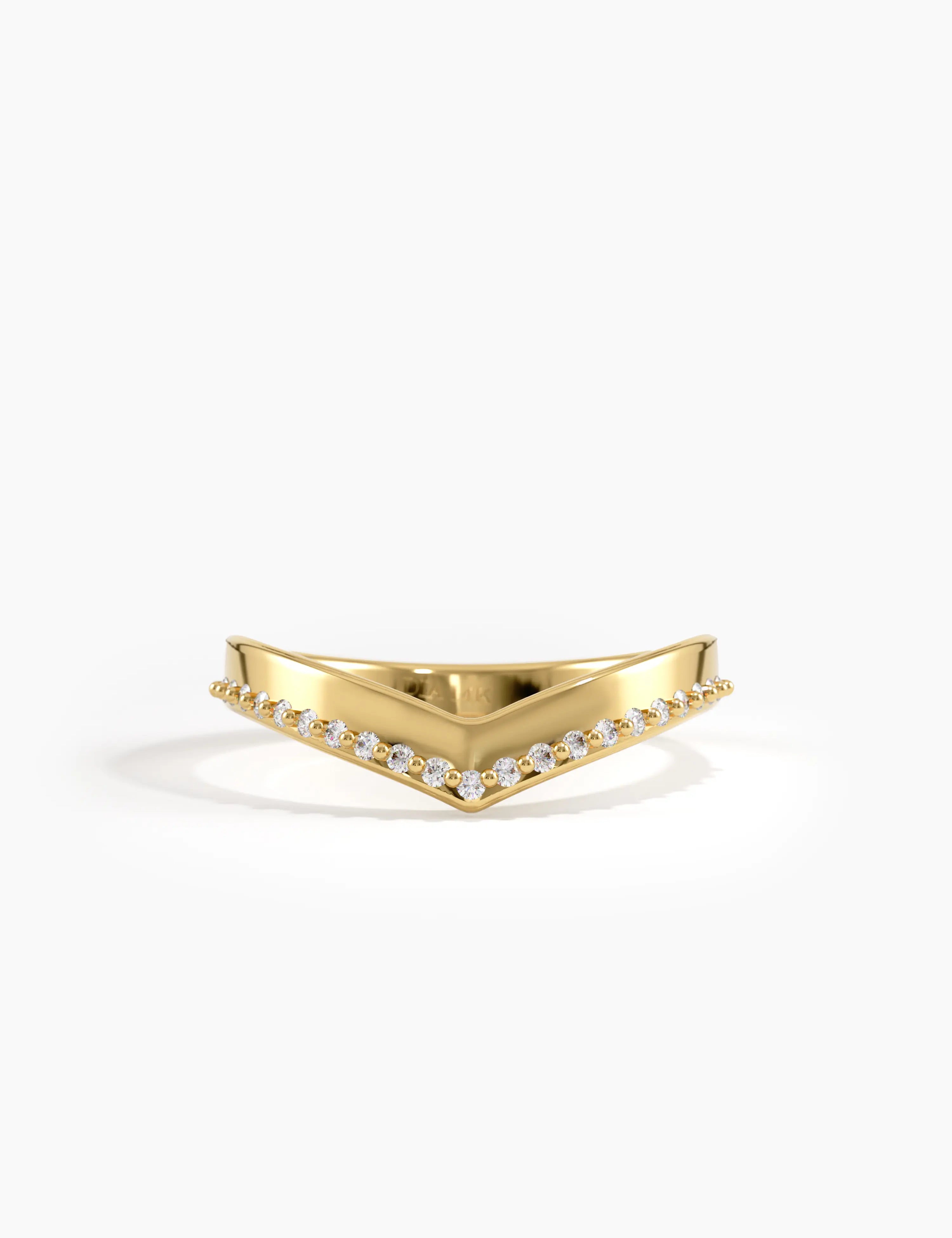 Pave Chevron Ring, solid gold ring | DiaFifth