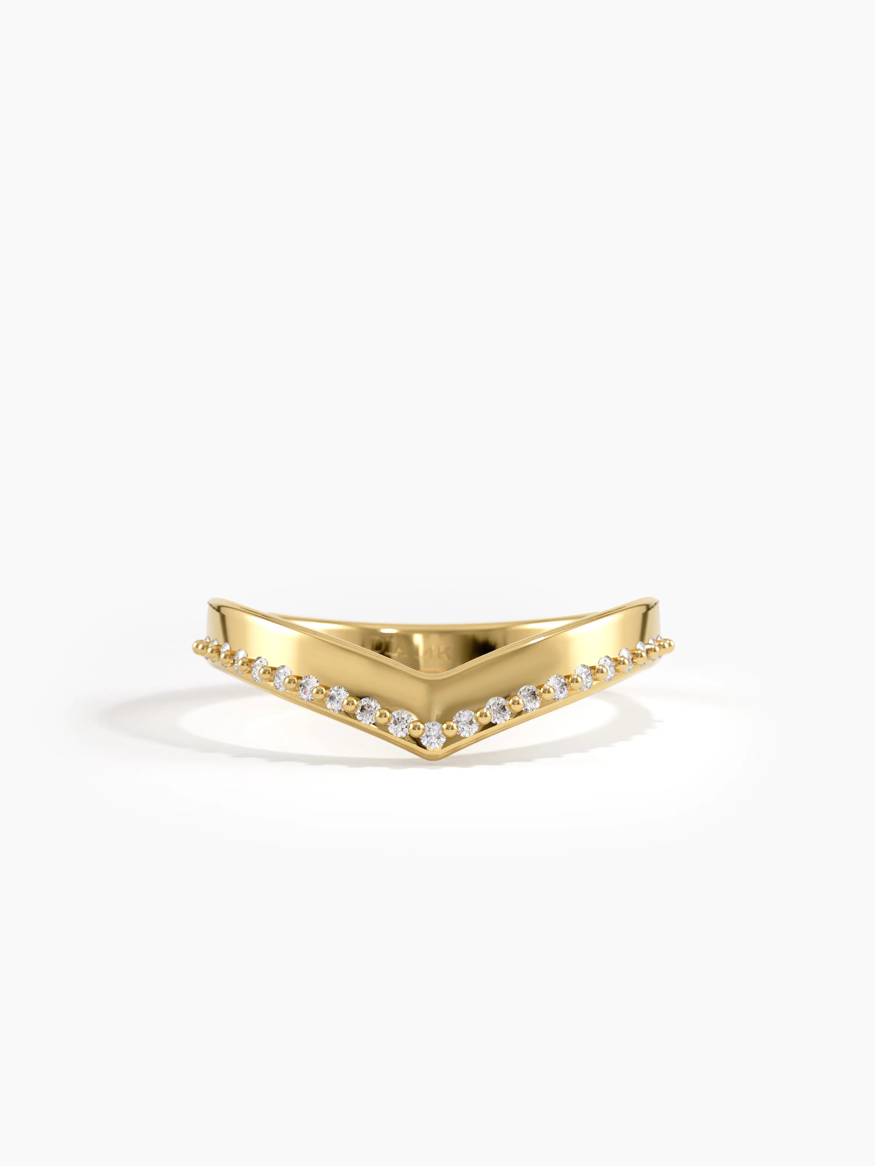 Pave Chevron Ring, solid gold ring | DiaFifth