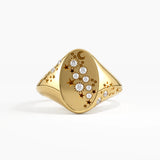 Celestial Signet Ring, solid gold ring | DiaFifth