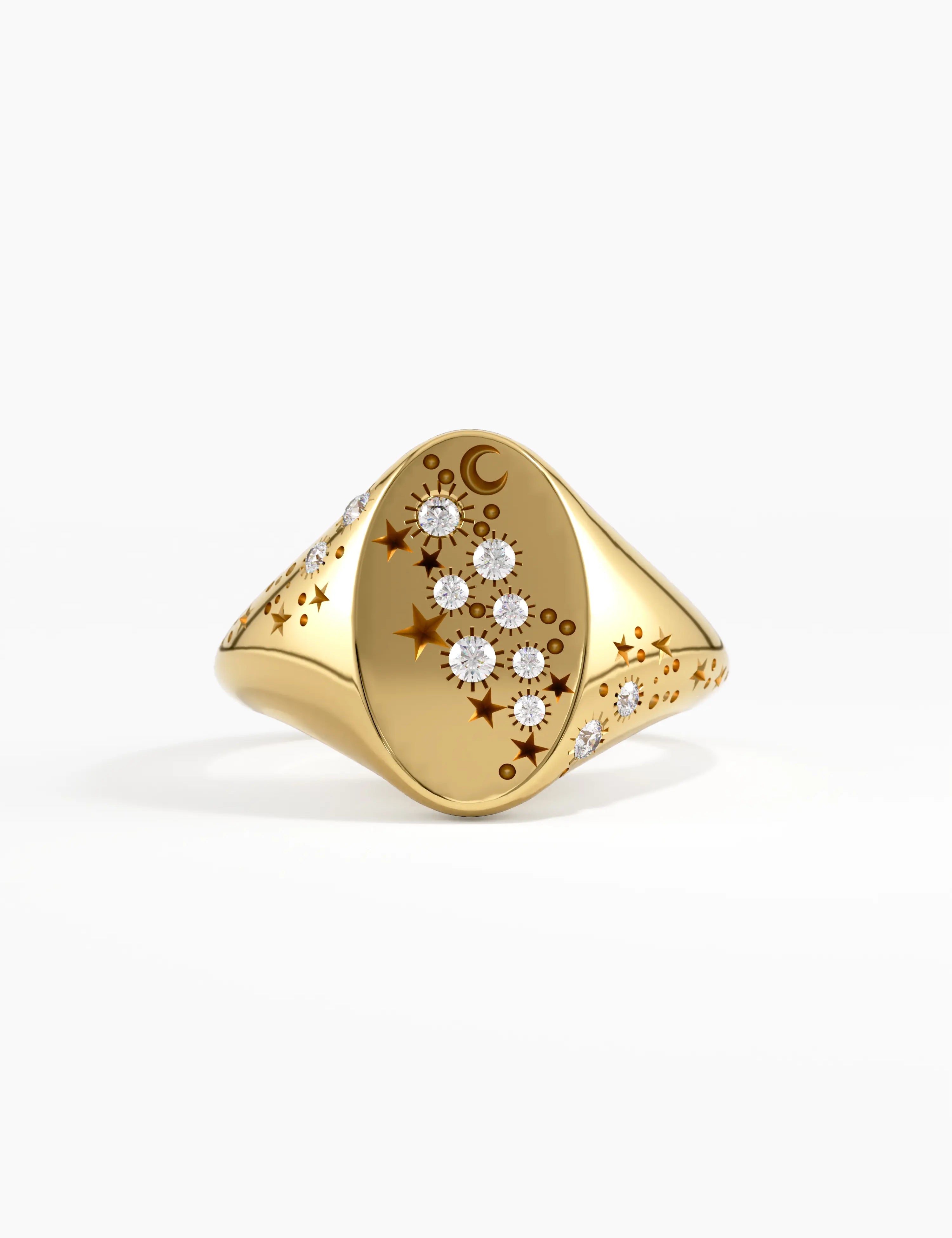 Celestial Signet Ring, solid gold ring | DiaFifth