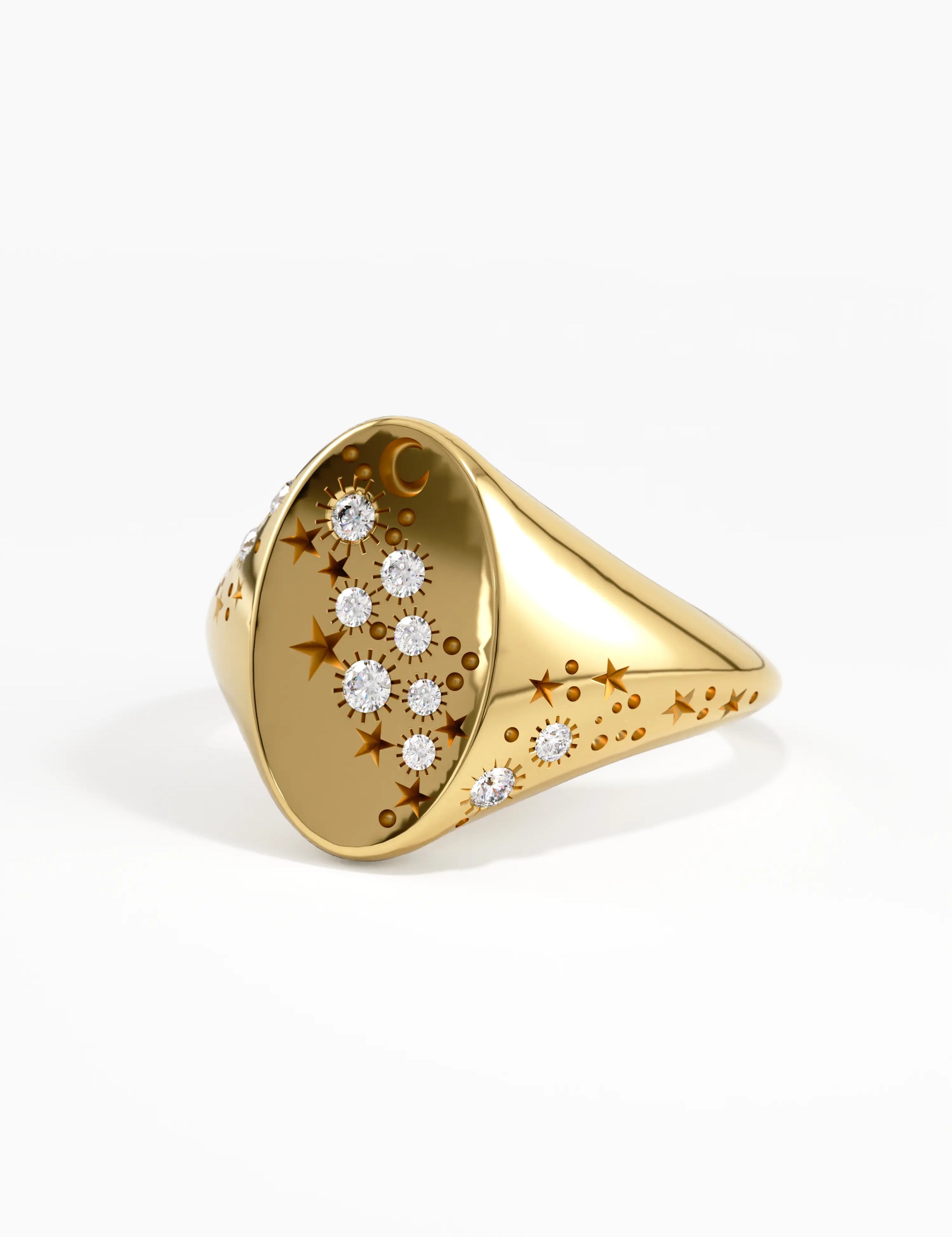 Celestial Signet Ring, solid gold ring, view 8 | DiaFifth