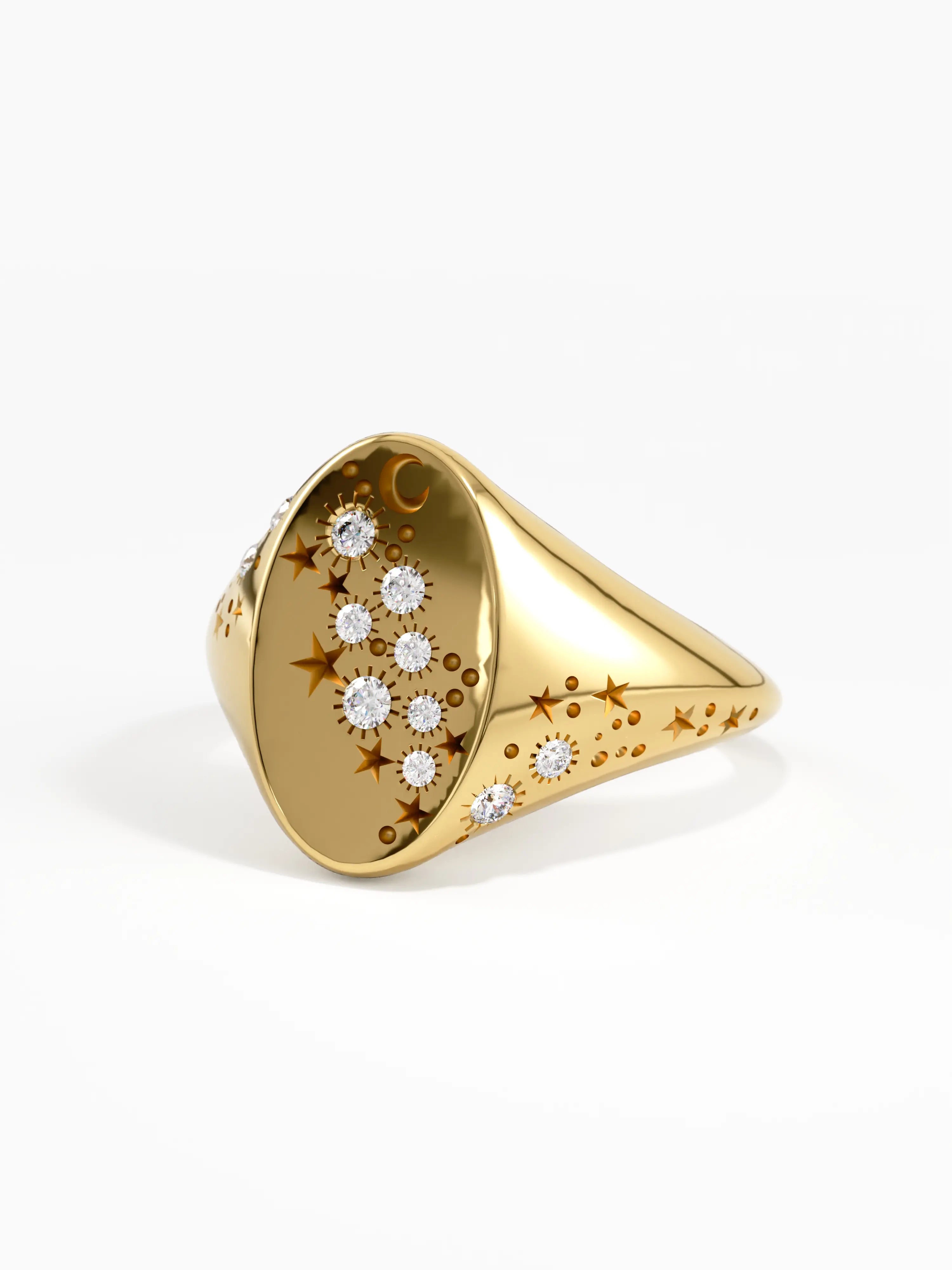Celestial Signet Ring, solid gold ring, view 8 | DiaFifth