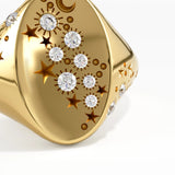 Celestial Signet Ring, solid gold ring, view 2 | DiaFifth