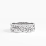 Floral Wide Wedding Band, solid gold ring, view 7 | DiaFifth