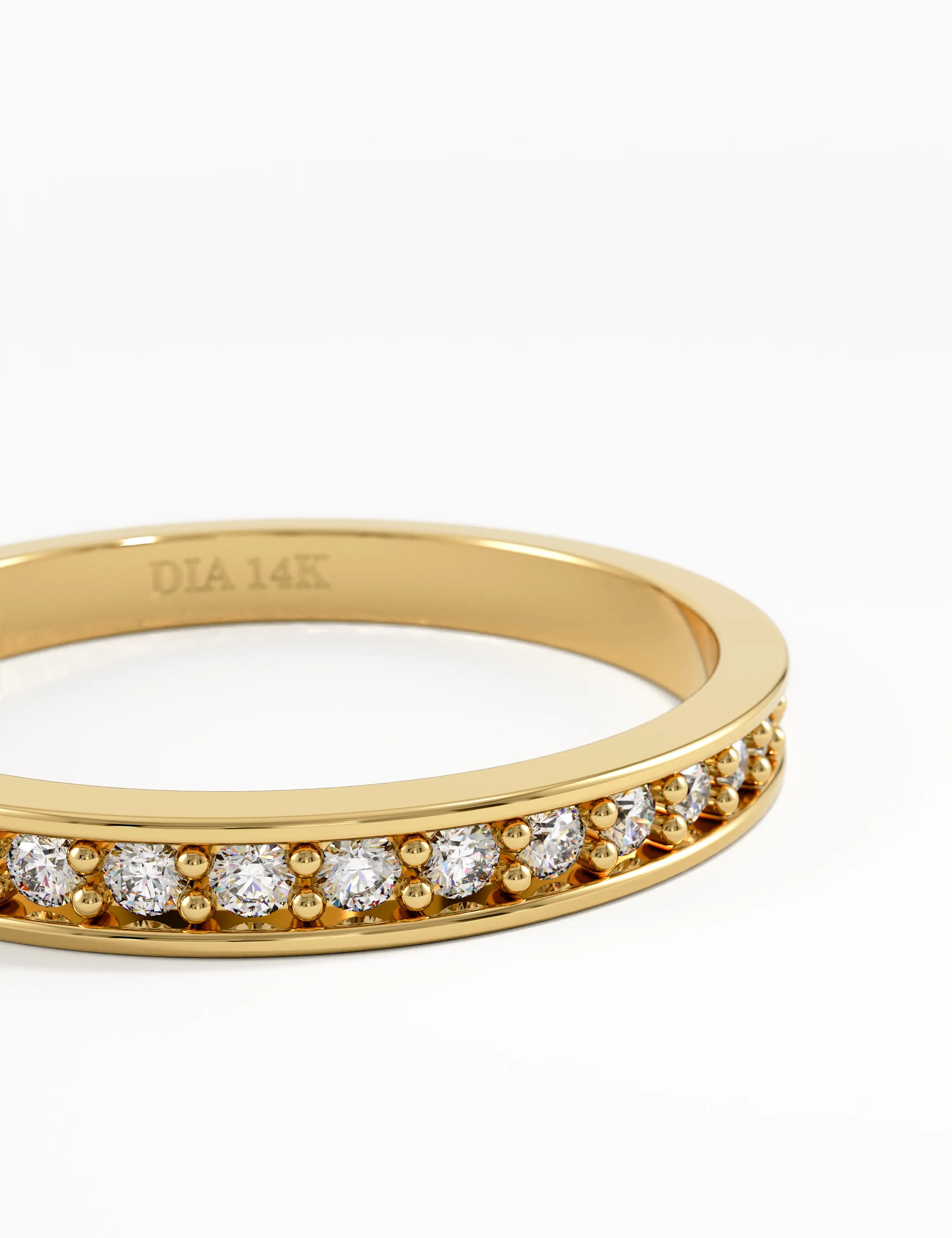 Channel Set Eternity Band, solid gold ring, view 2 | DiaFifth