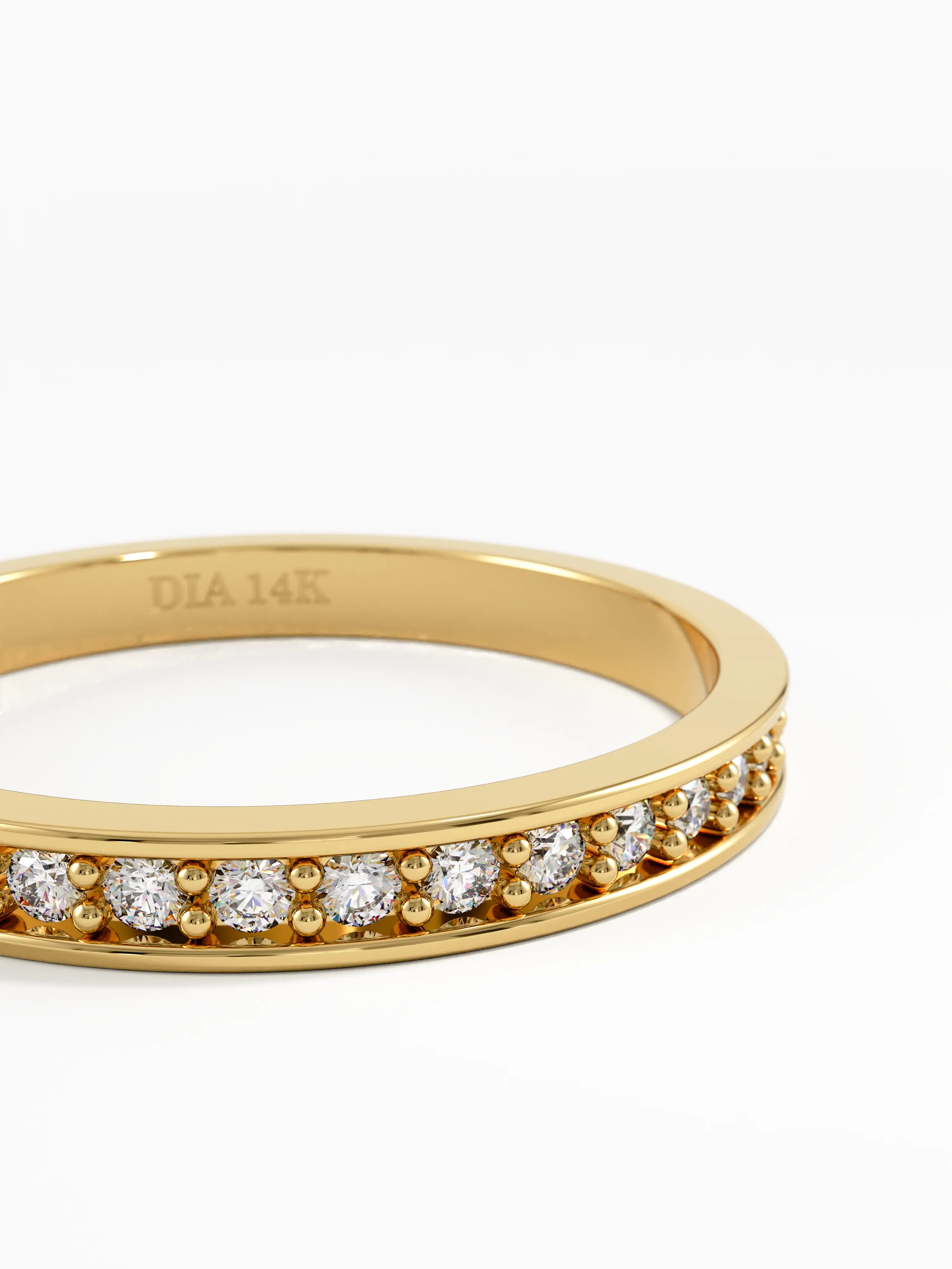 Channel Set Eternity Band, solid gold ring, view 2 | DiaFifth