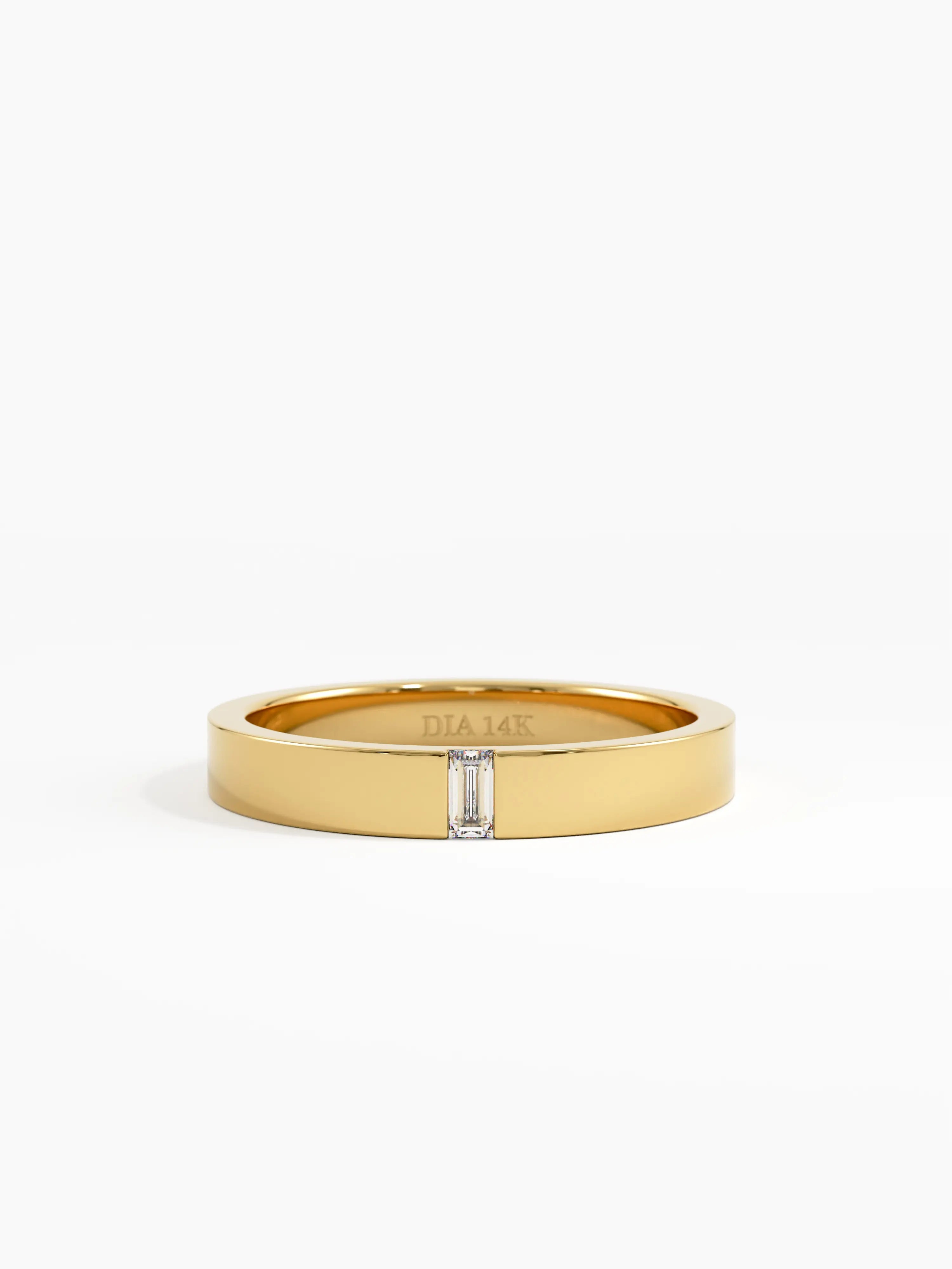 Solo Baguette Wedding Band, solid gold ring | DiaFifth