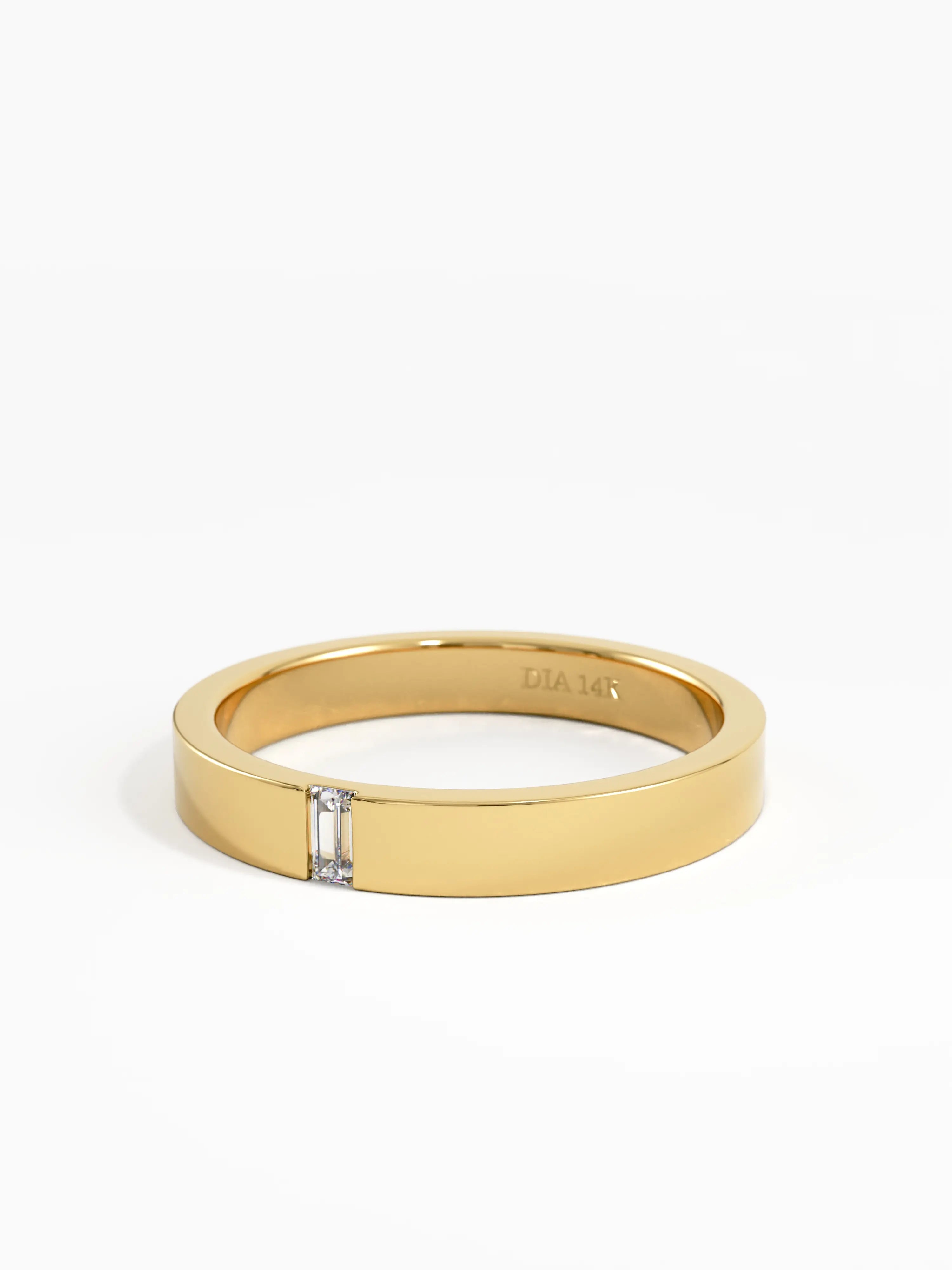 Solo Baguette Wedding Band, solid gold ring, view 8 | DiaFifth