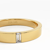 Solo Baguette Wedding Band, solid gold ring, view 2 | DiaFifth