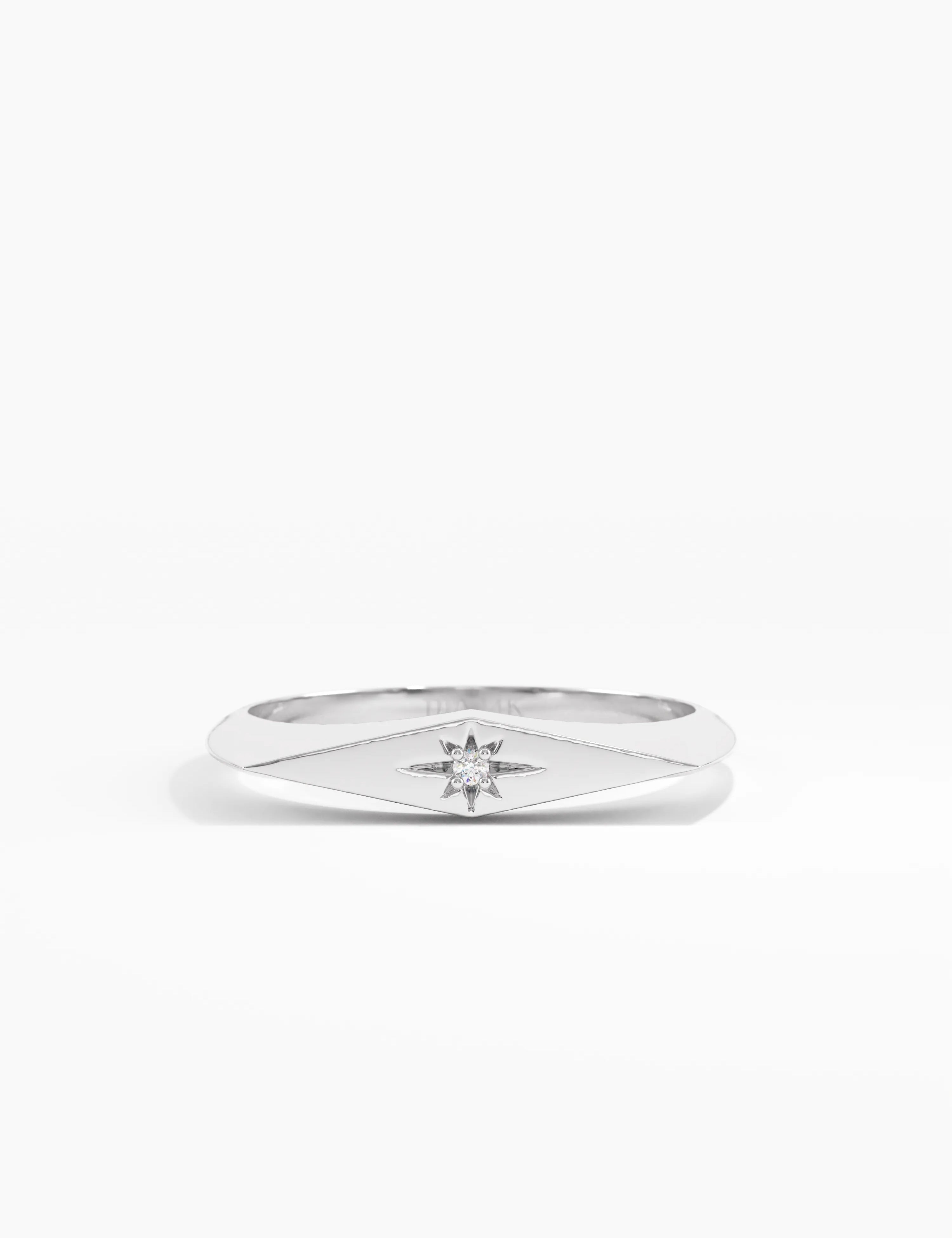 Rhombus Star Signet Ring, solid gold ring, view 7 | DiaFifth
