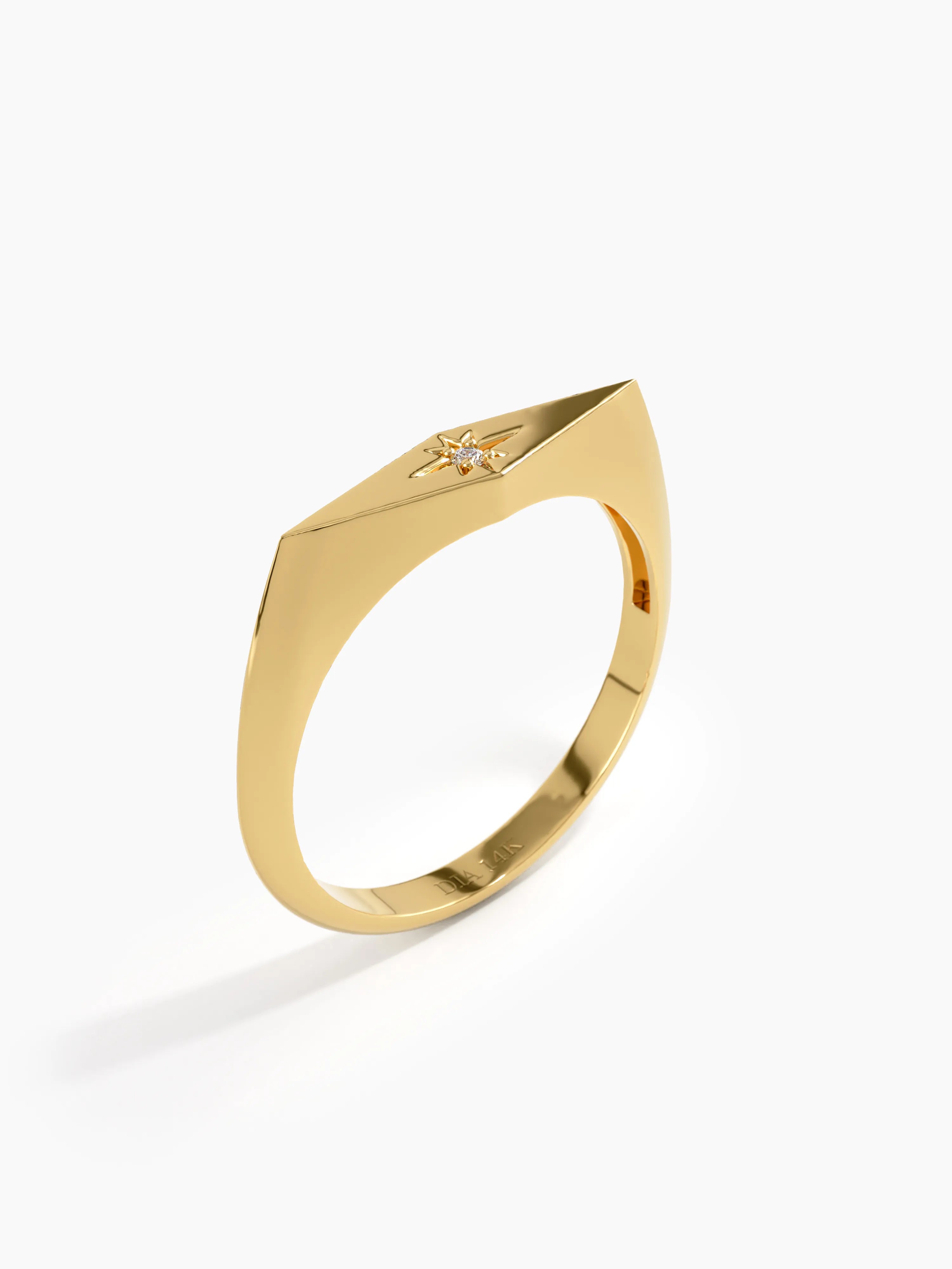 Rhombus Star Signet Ring, solid gold ring, view 5 | DiaFifth