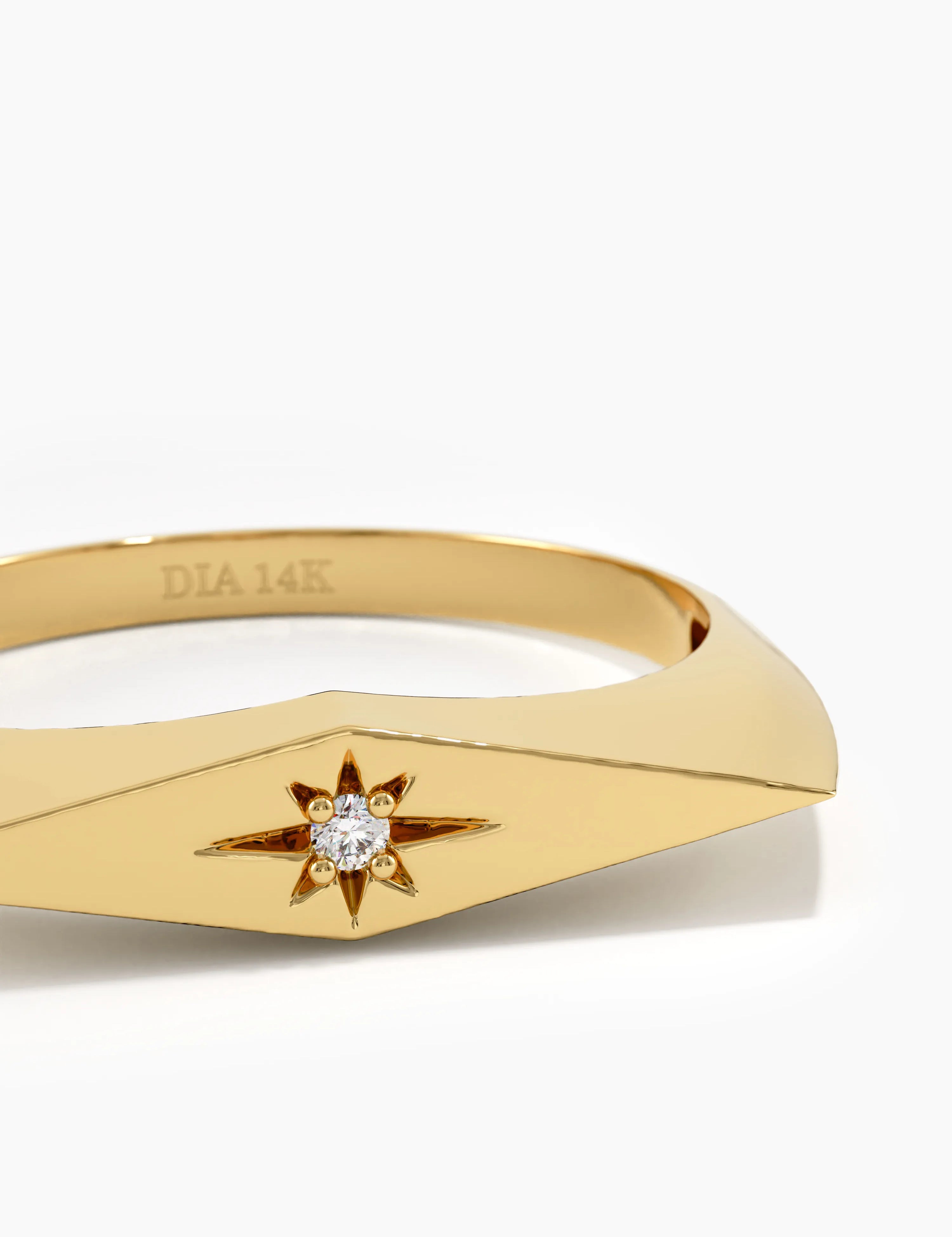 Rhombus Star Signet Ring, solid gold ring, view 2 | DiaFifth