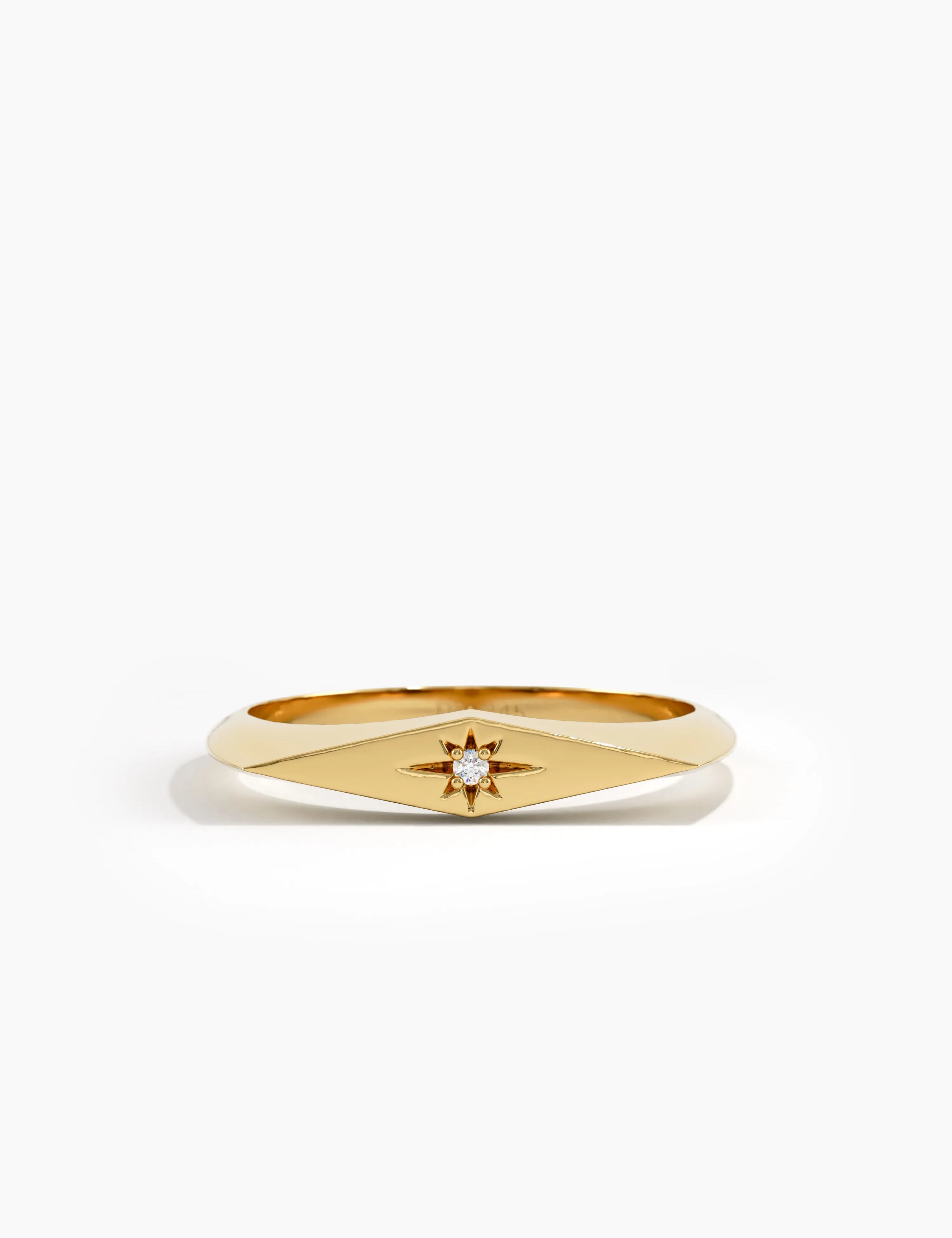 Rhombus Star Signet Ring, solid gold ring | DiaFifth
