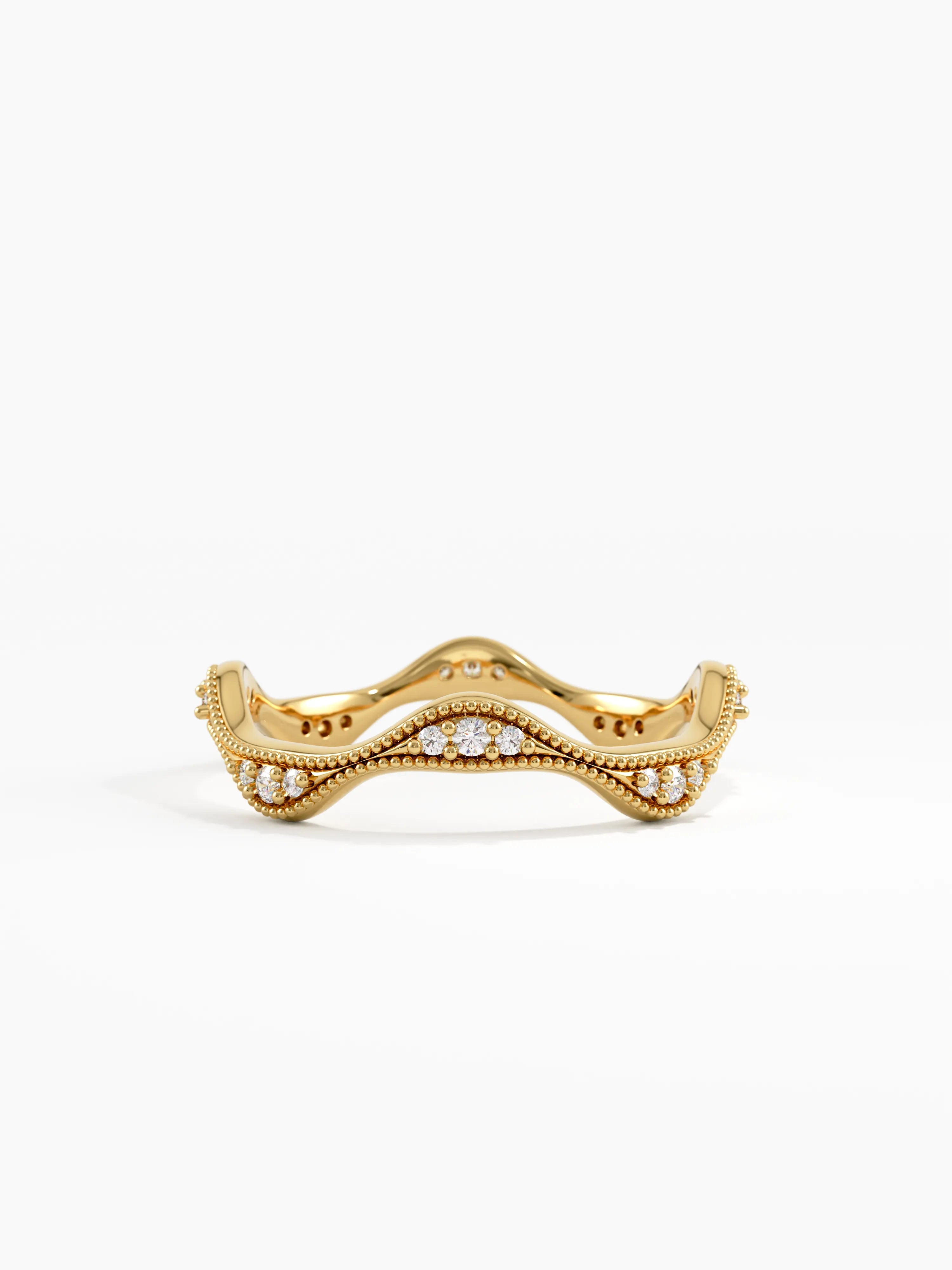 Sculpted Wave Wedding Ring, solid gold ring | DiaFifth