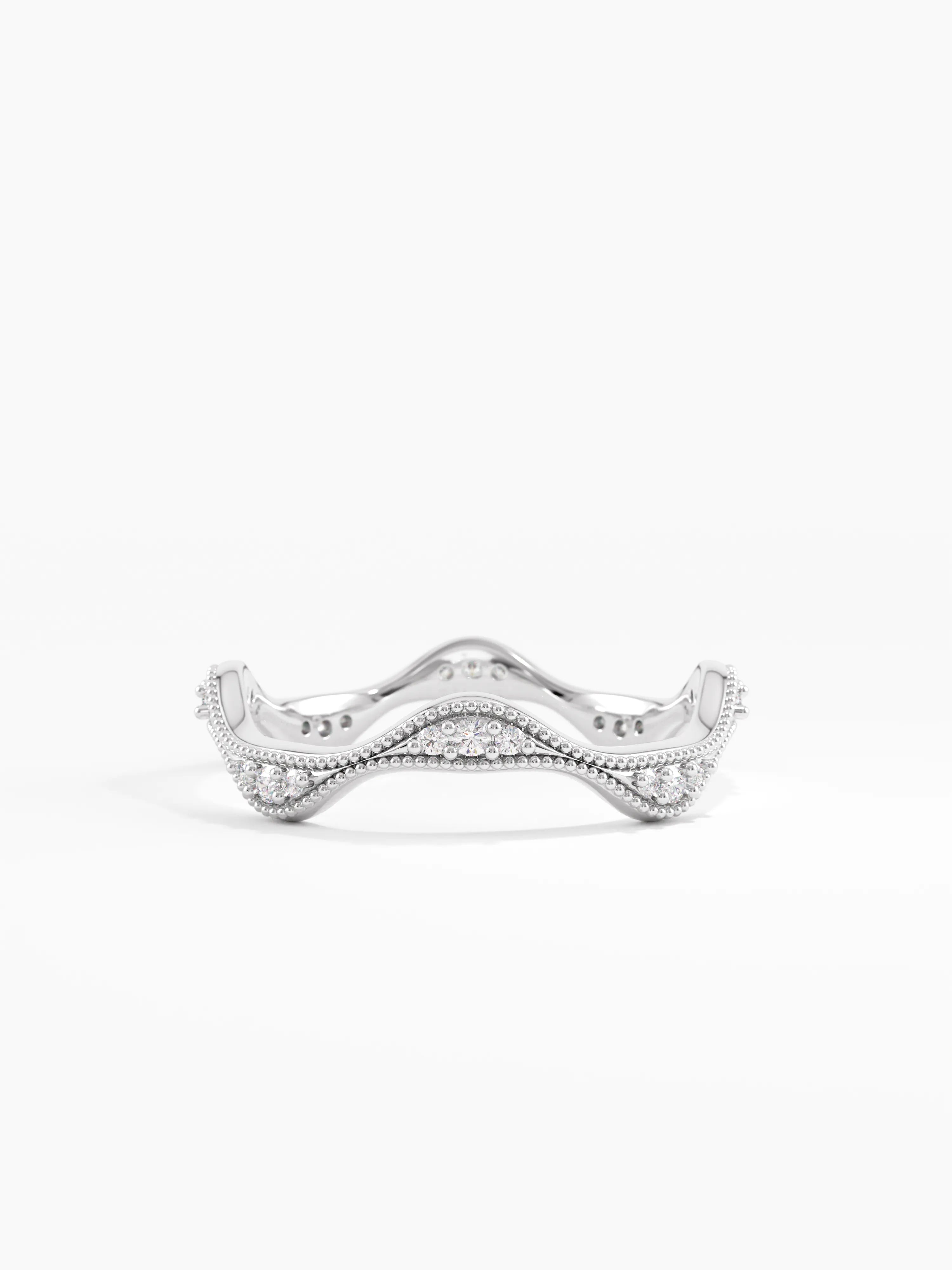 Sculpted Wave Wedding Ring, solid gold ring, view 7 | DiaFifth