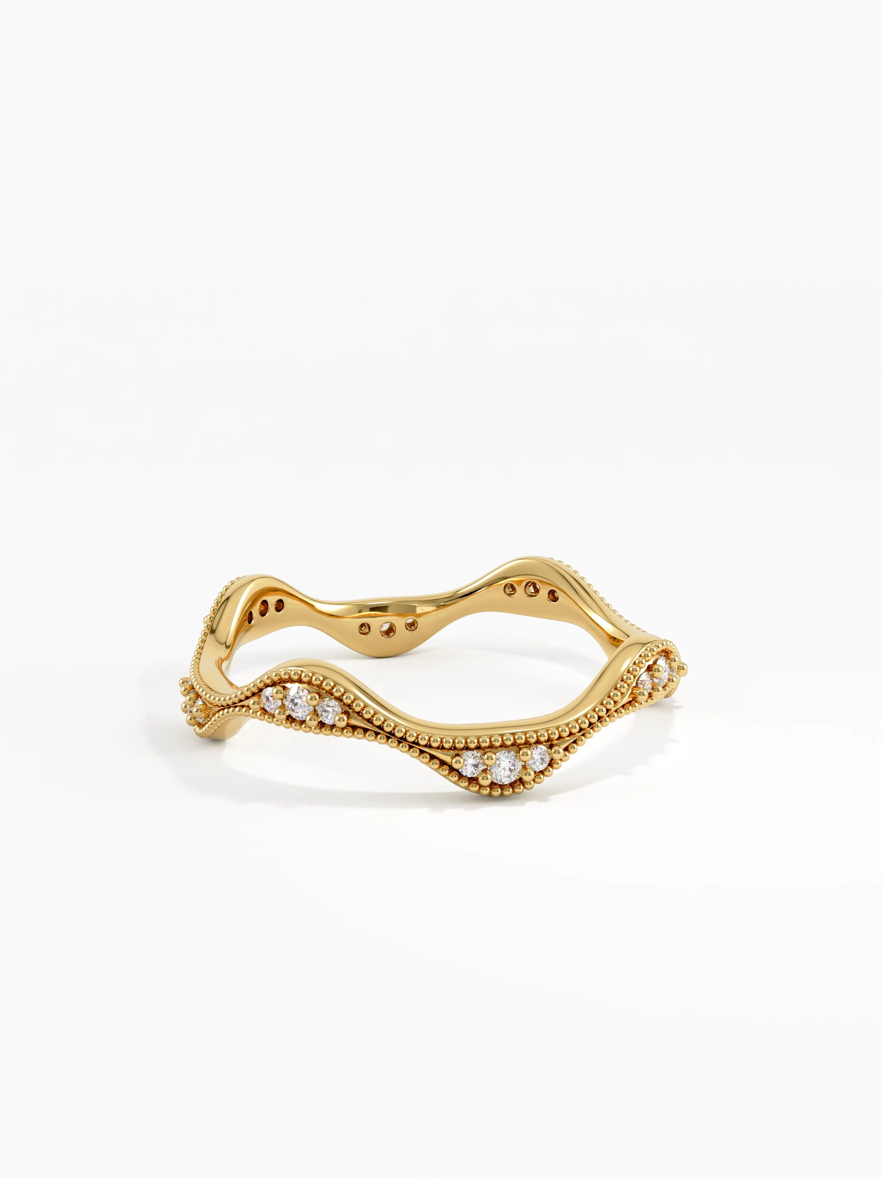 Sculpted Wave Wedding Ring, solid gold ring, view 8 | DiaFifth