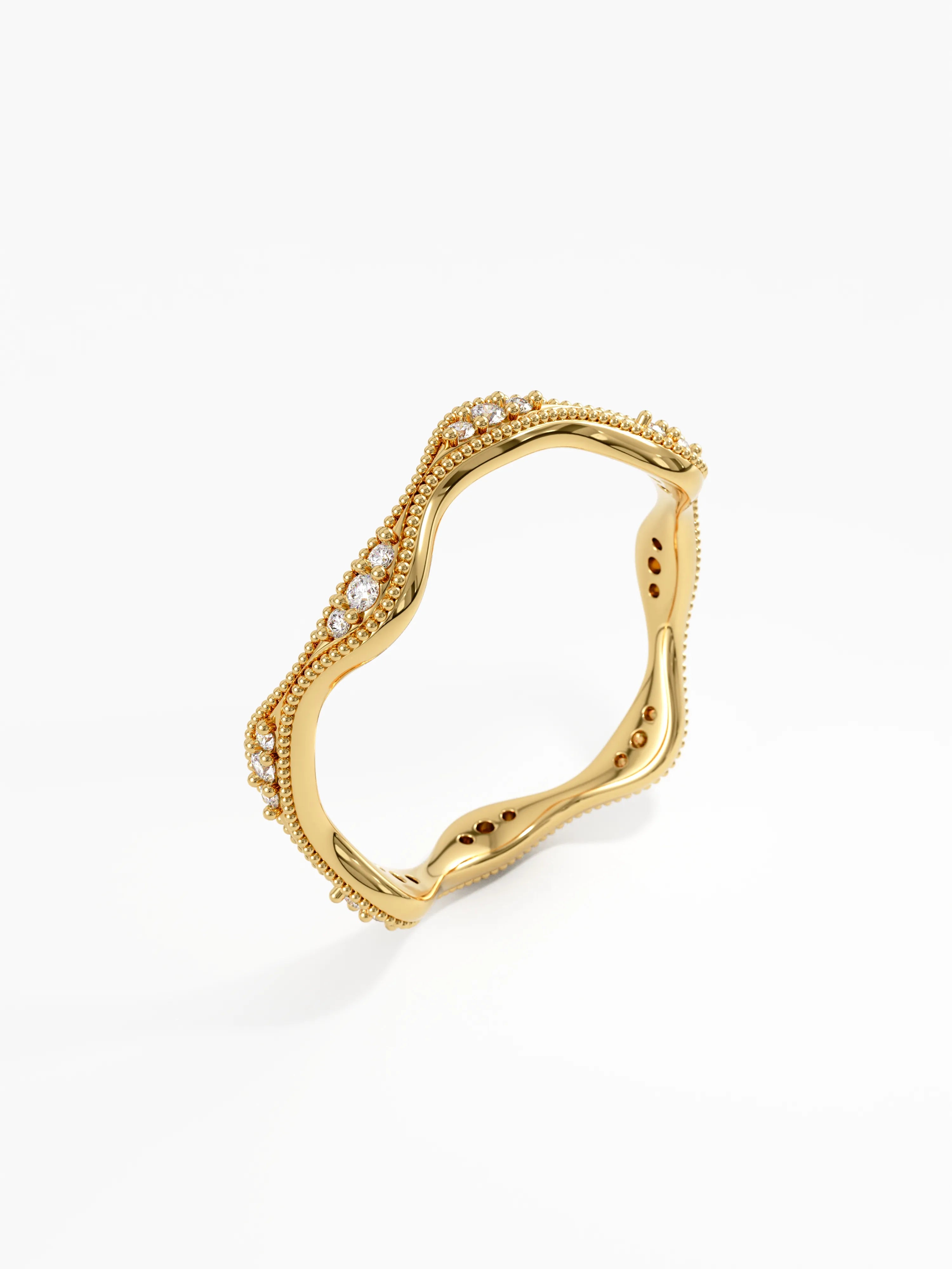 Sculpted Wave Wedding Ring, solid gold ring, view 5 | DiaFifth