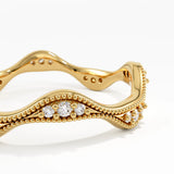 Sculpted Wave Wedding Ring, solid gold ring, view 2 | DiaFifth