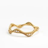 Sculpted Wave Wedding Ring, solid gold ring, view 4 | DiaFifth
