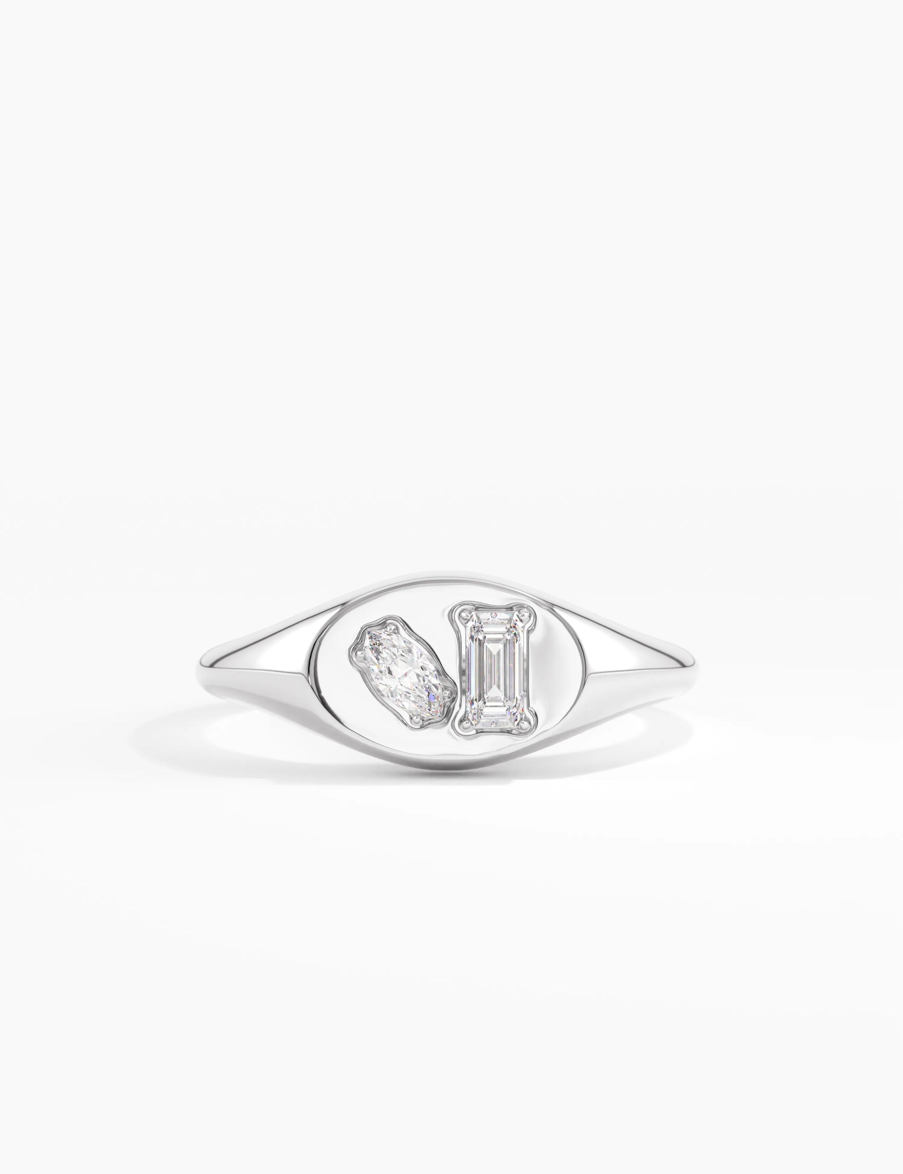 Mixed Cut Signet Ring, solid gold ring, view 7 | DiaFifth