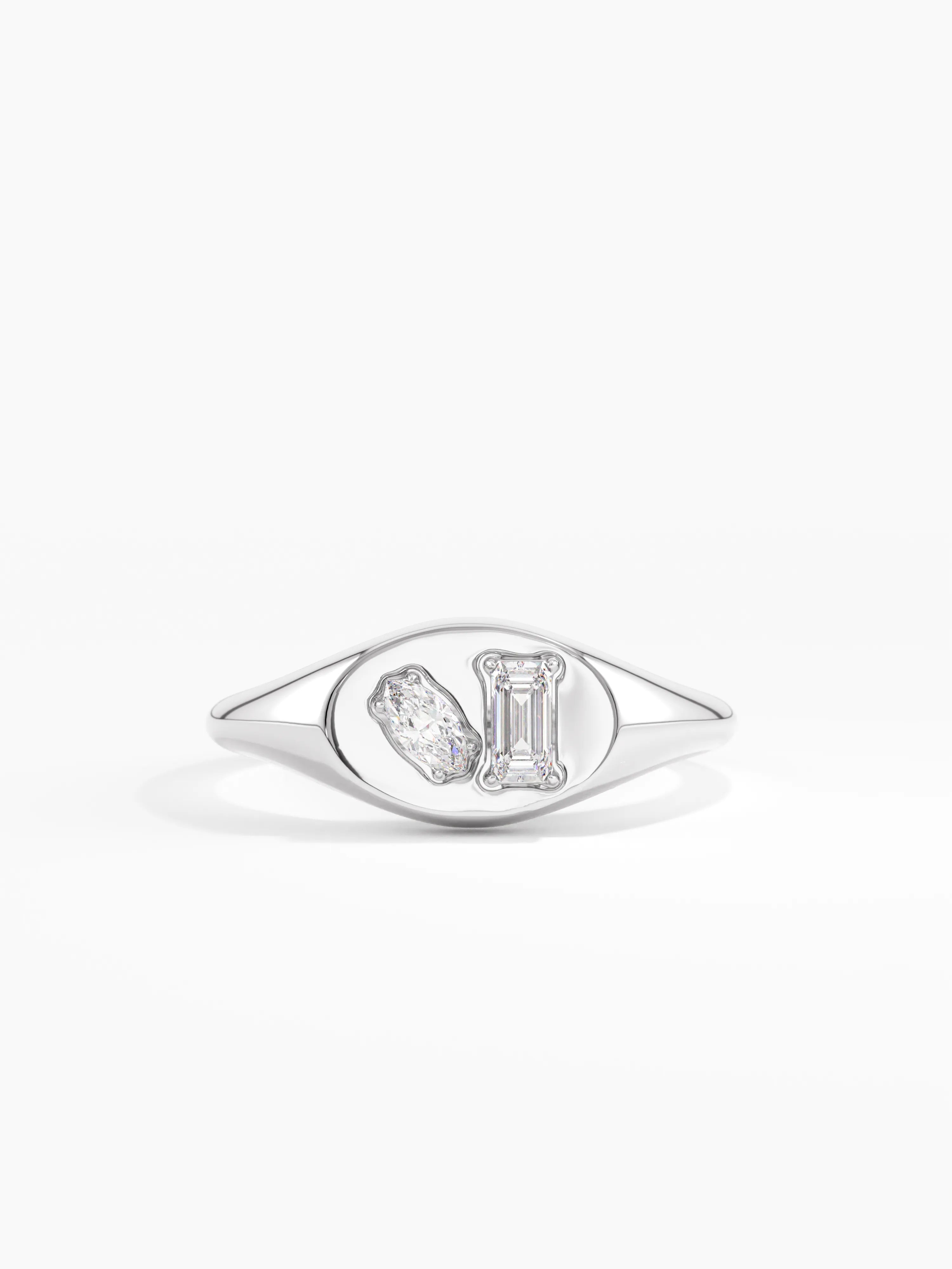 Mixed Cut Signet Ring, solid gold ring, view 7 | DiaFifth