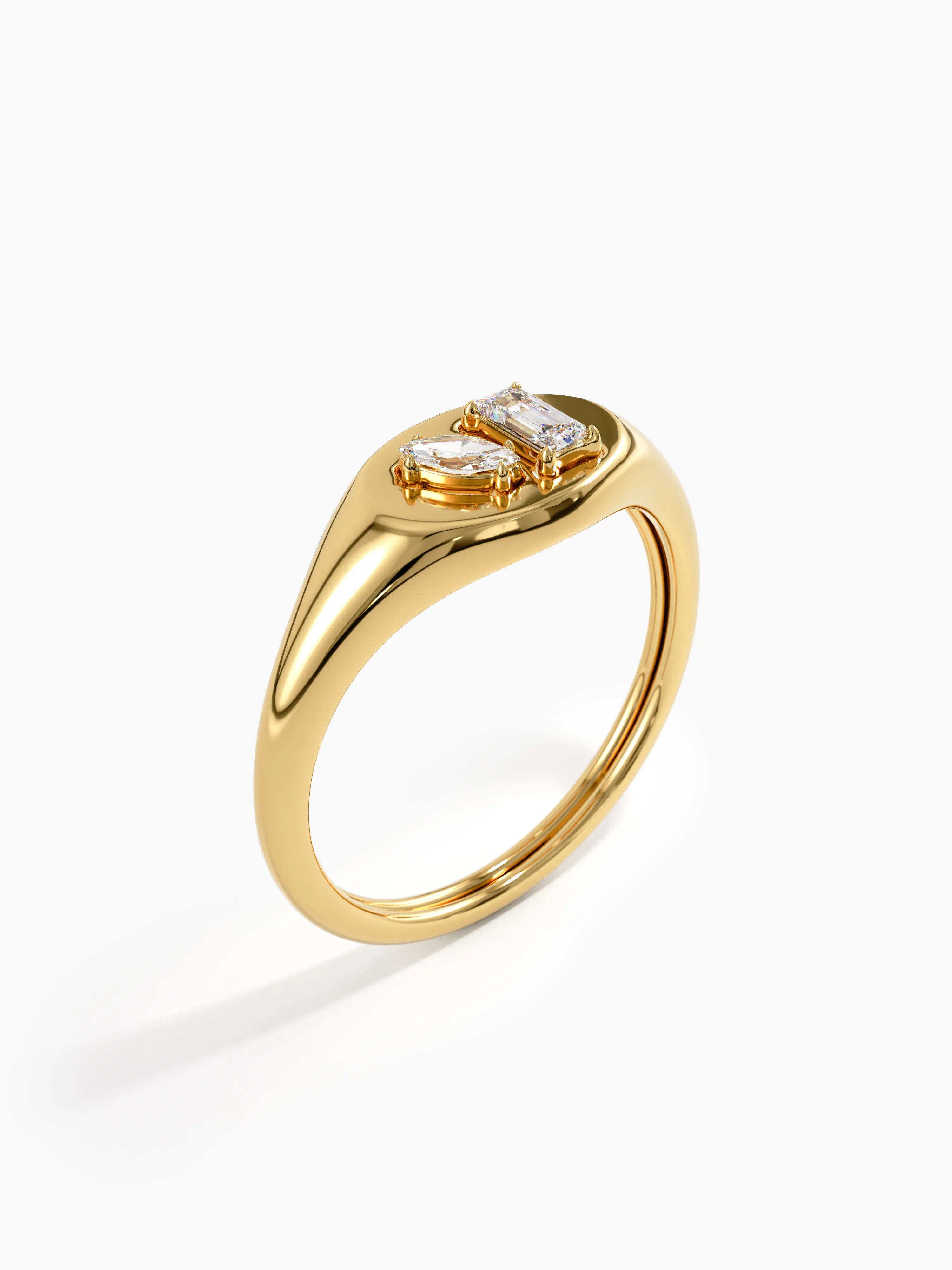 Mixed Cut Signet Ring, solid gold ring, view 5 | DiaFifth
