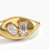 Mixed Cut Signet Ring, solid gold ring, view 2 | DiaFifth