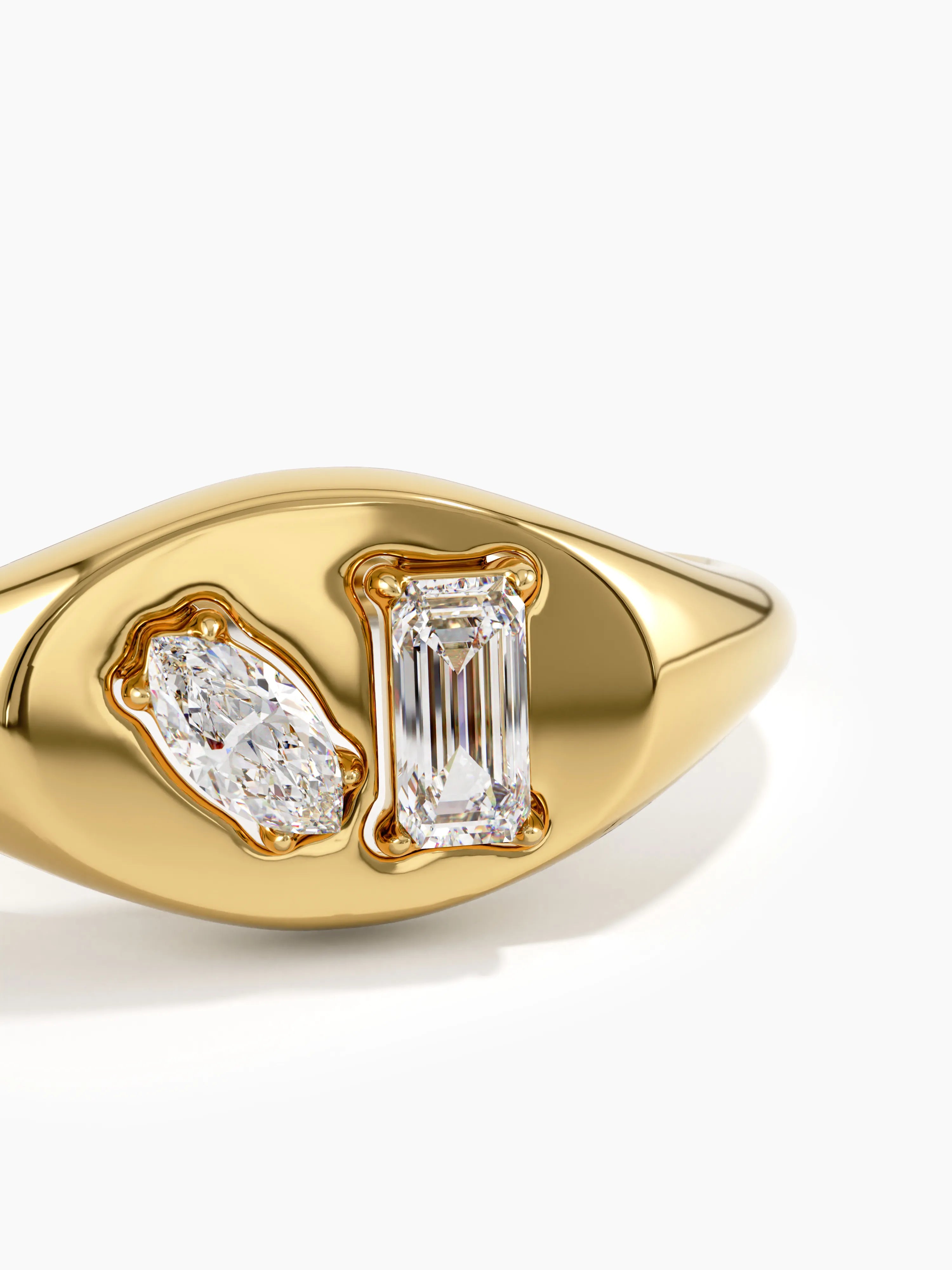 Mixed Cut Signet Ring, solid gold ring, view 2 | DiaFifth