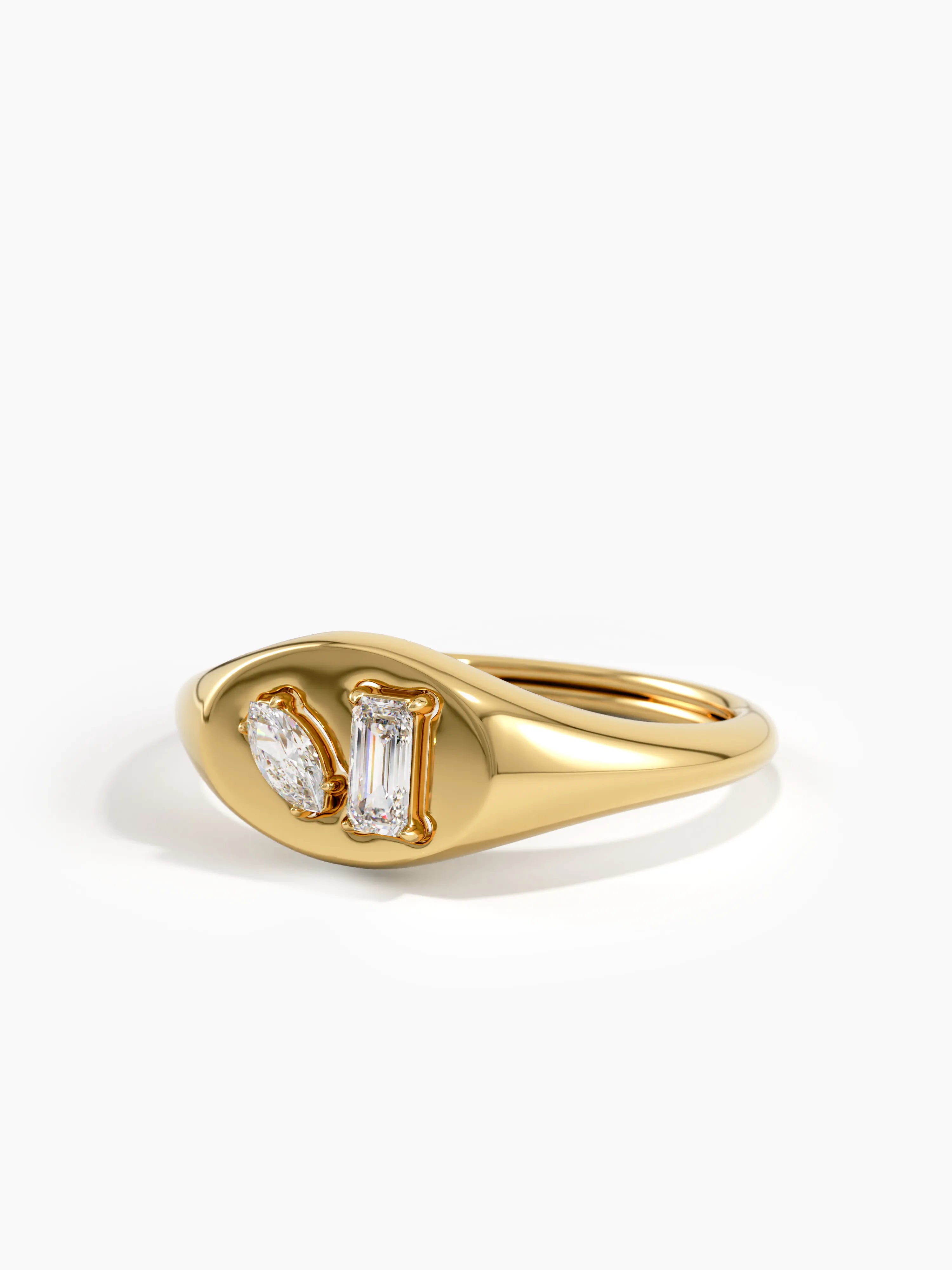 Mixed Cut Signet Ring, solid gold ring, view 4 | DiaFifth