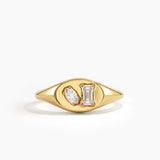 Mixed Cut Signet Ring, solid gold ring | DiaFifth