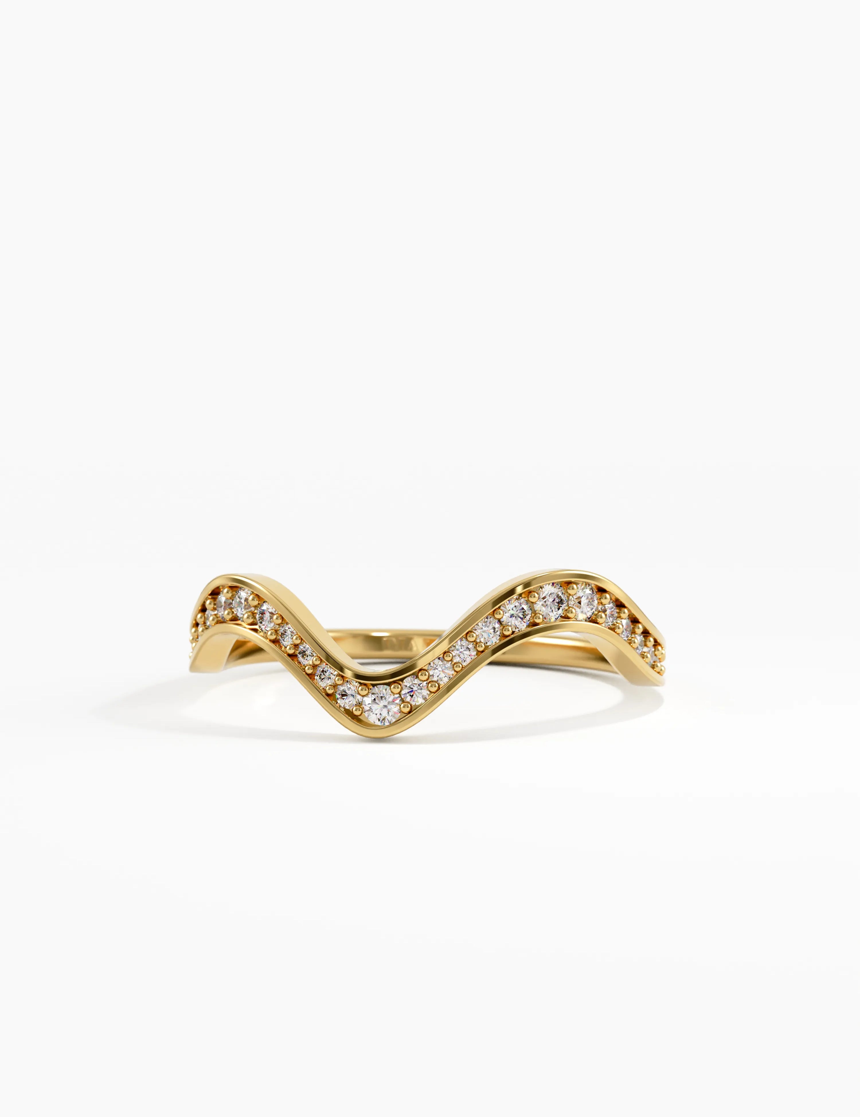 Deep Wave Wedding Ring, solid gold ring | DiaFifth