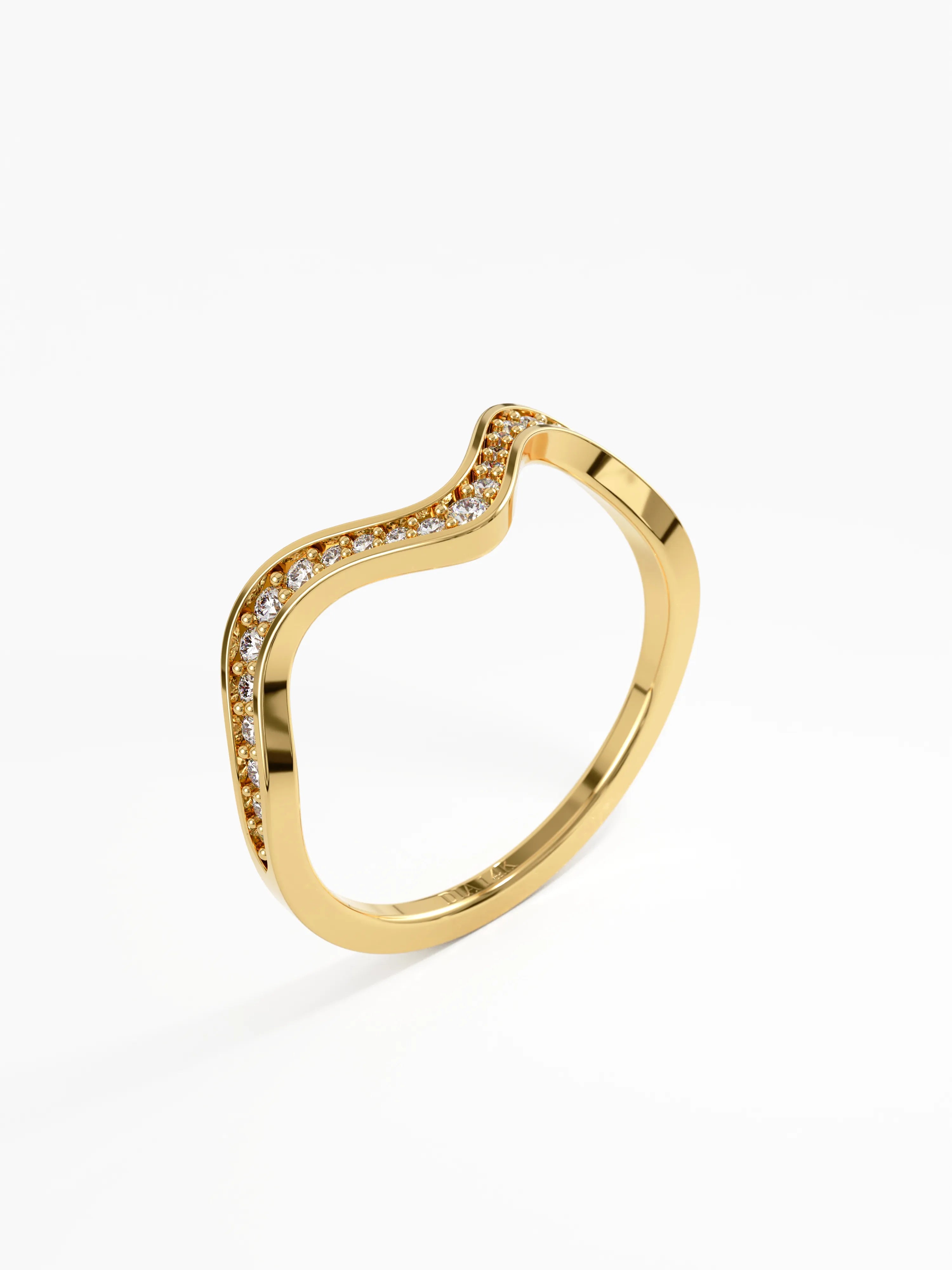 Deep Wave Wedding Ring, solid gold ring, view 5 | DiaFifth