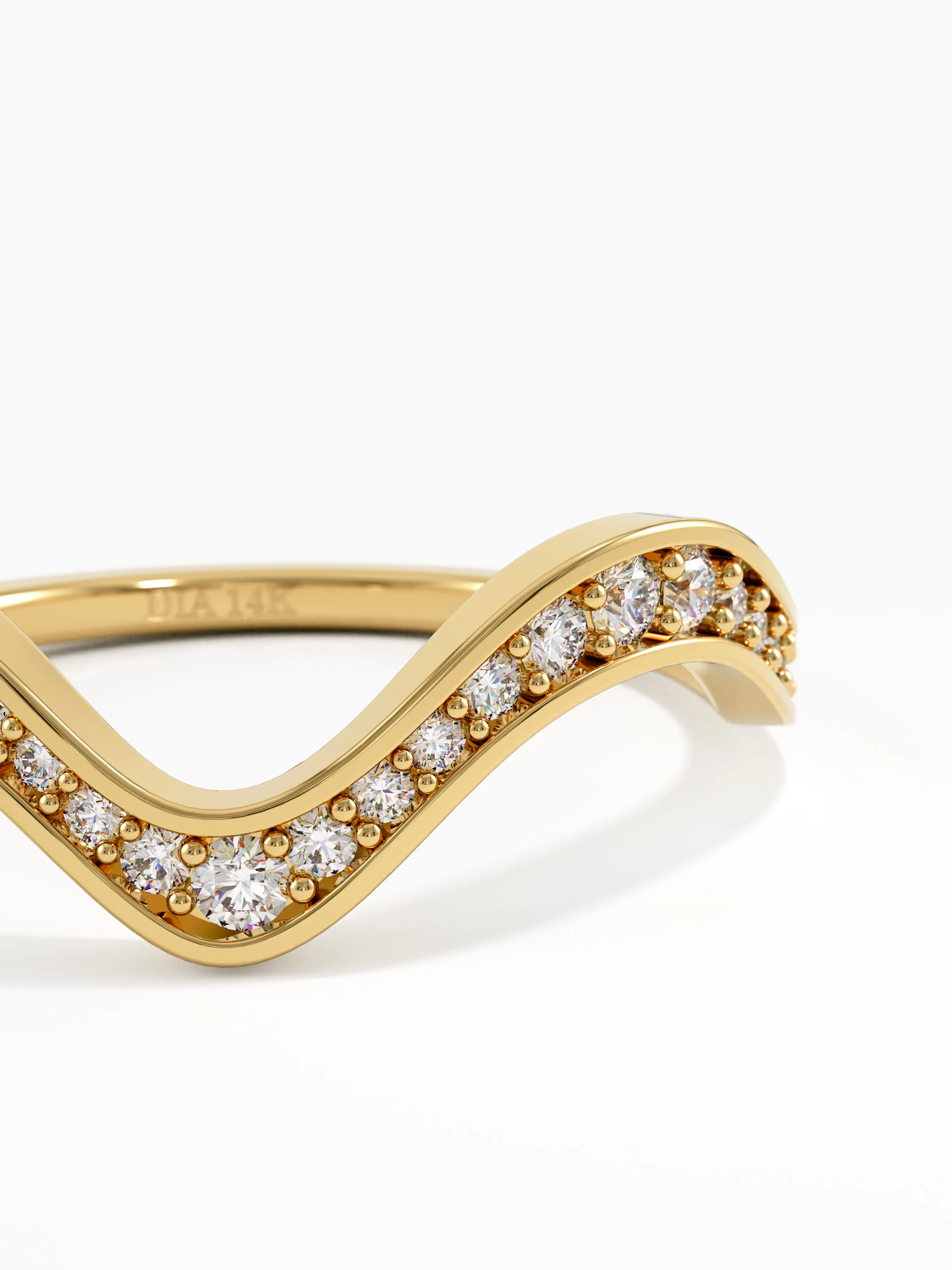 Deep Wave Wedding Ring, solid gold ring, view 2 | DiaFifth