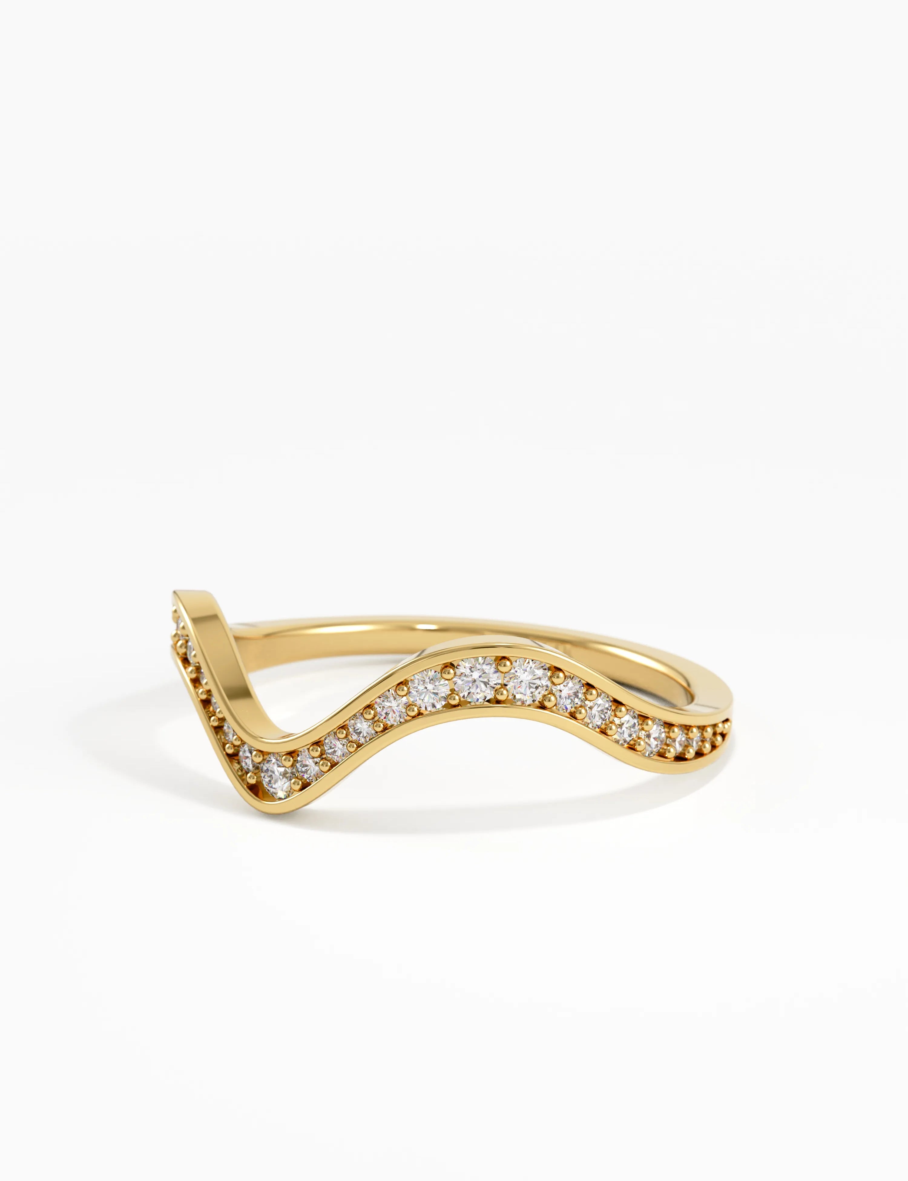 Deep Wave Wedding Ring, solid gold ring, view 8 | DiaFifth