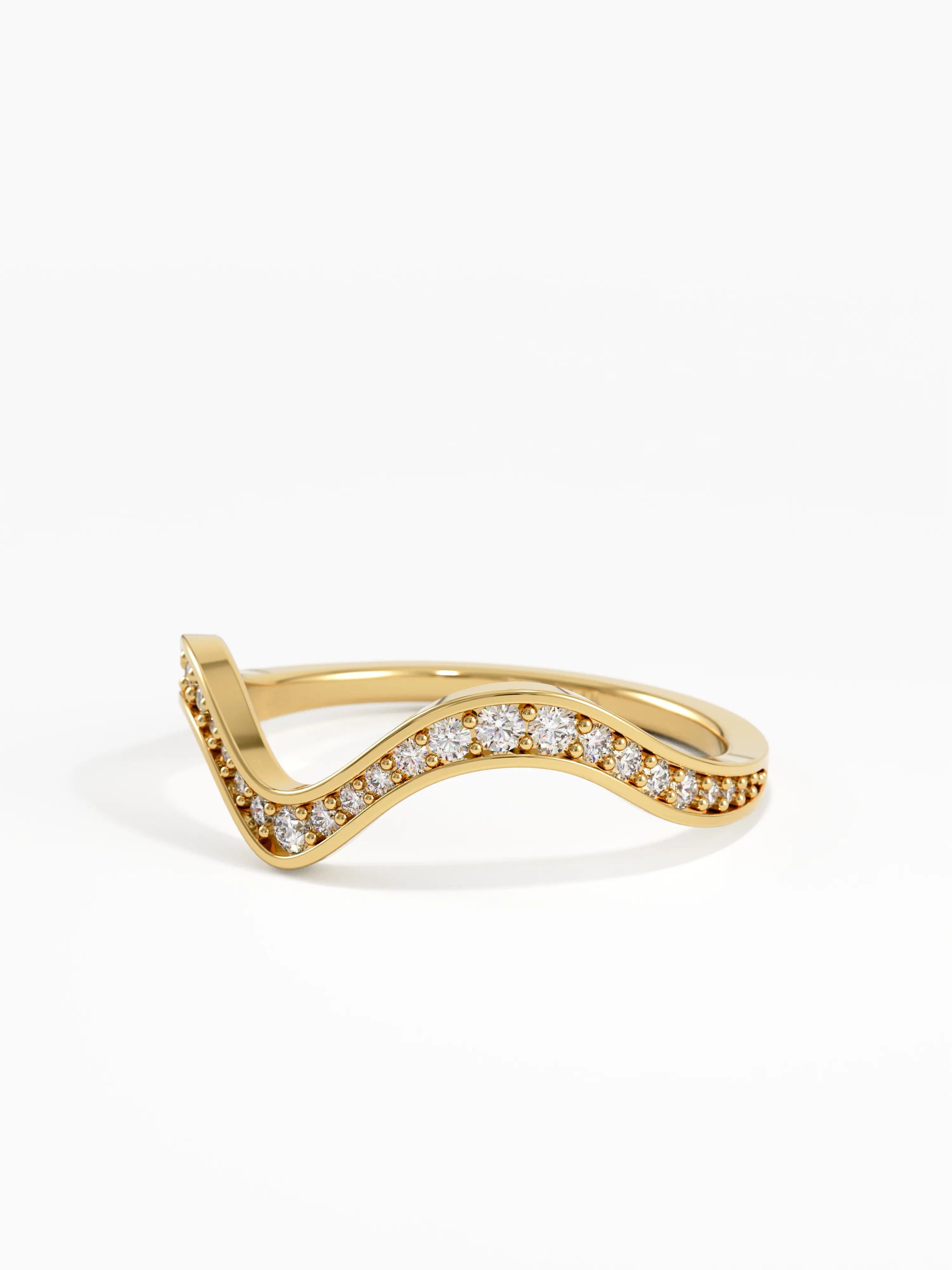 Deep Wave Wedding Ring, solid gold ring, view 8 | DiaFifth