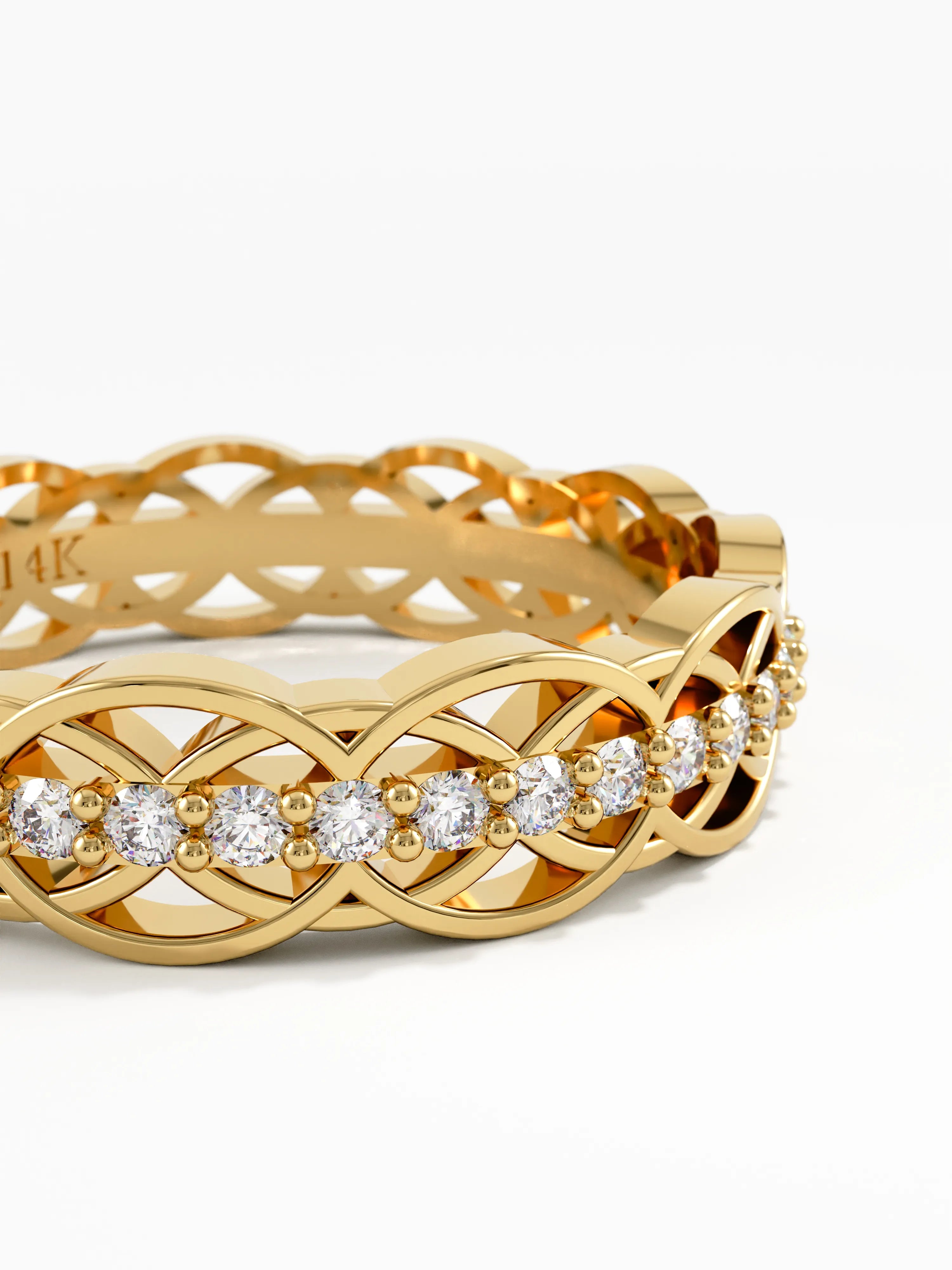 Celtic Knot Wedding Band, solid gold ring, view 2 | DiaFifth