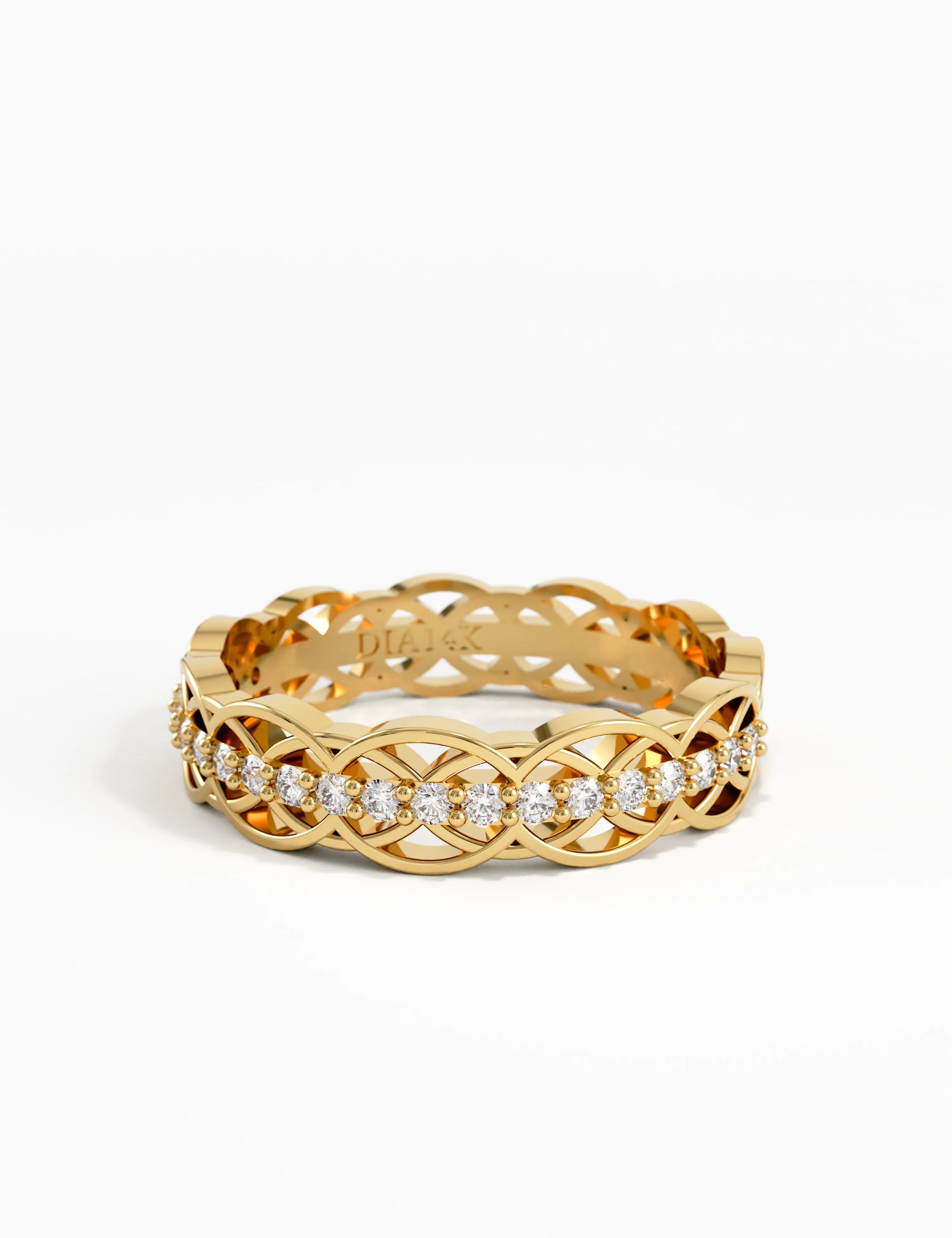 Celtic Knot Wedding Band, solid gold ring, view 4 | DiaFifth