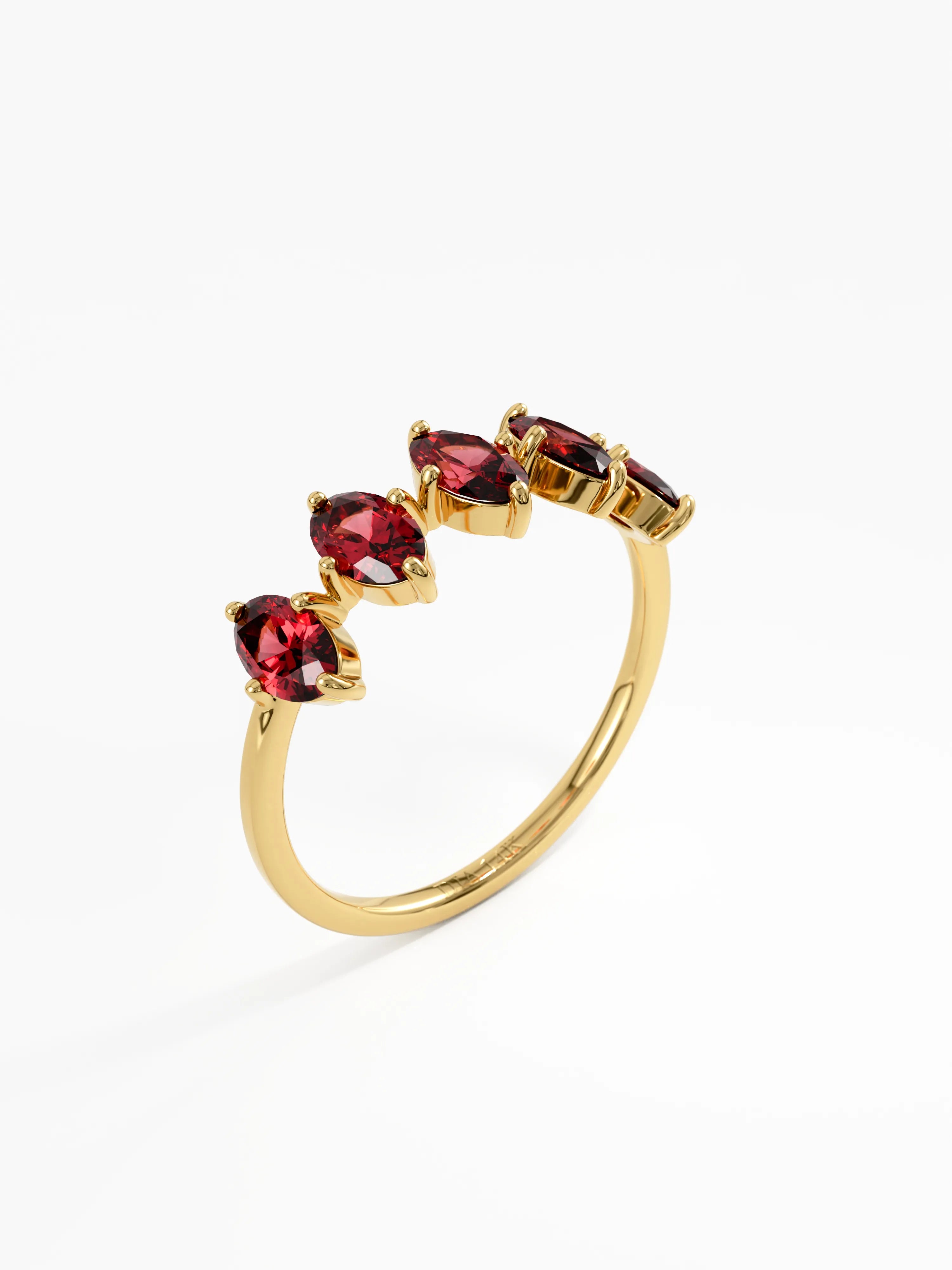 Gold Garnet Ring, solid gold ring, view 5 | DiaFifth