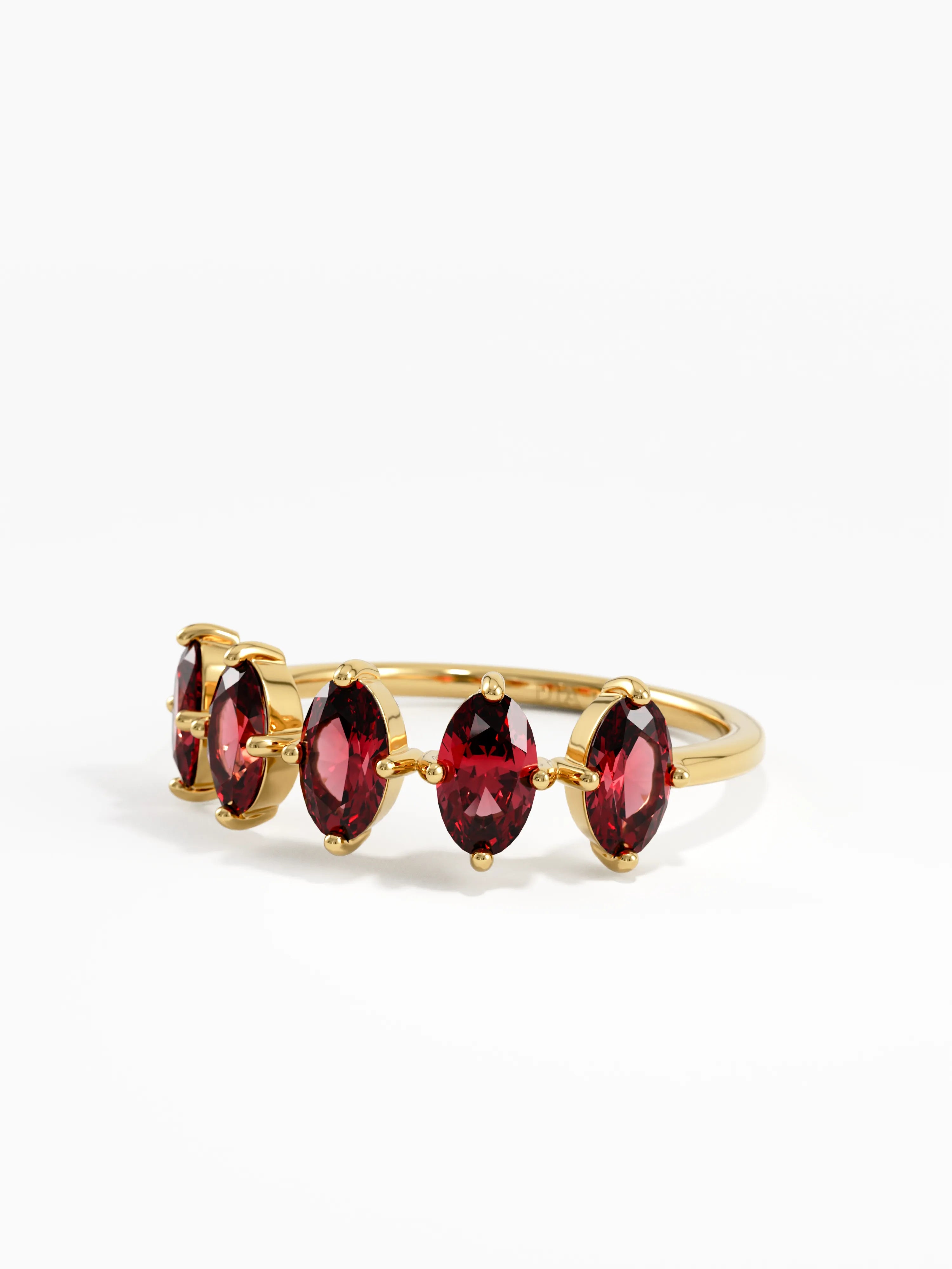 Gold Garnet Ring, solid gold ring, view 8 | DiaFifth