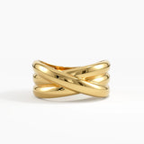 Crossover Statement Ring, solid gold ring | DiaFifth