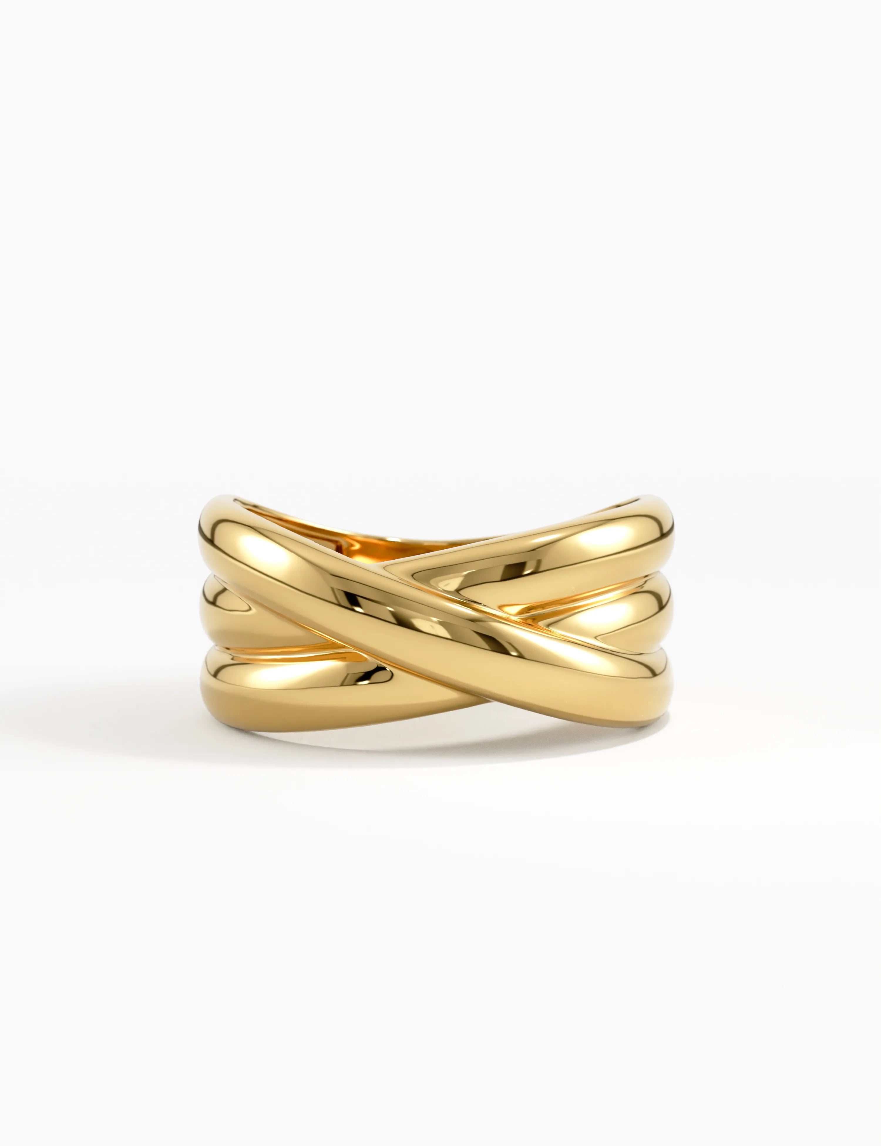 Crossover Statement Ring, solid gold ring | DiaFifth