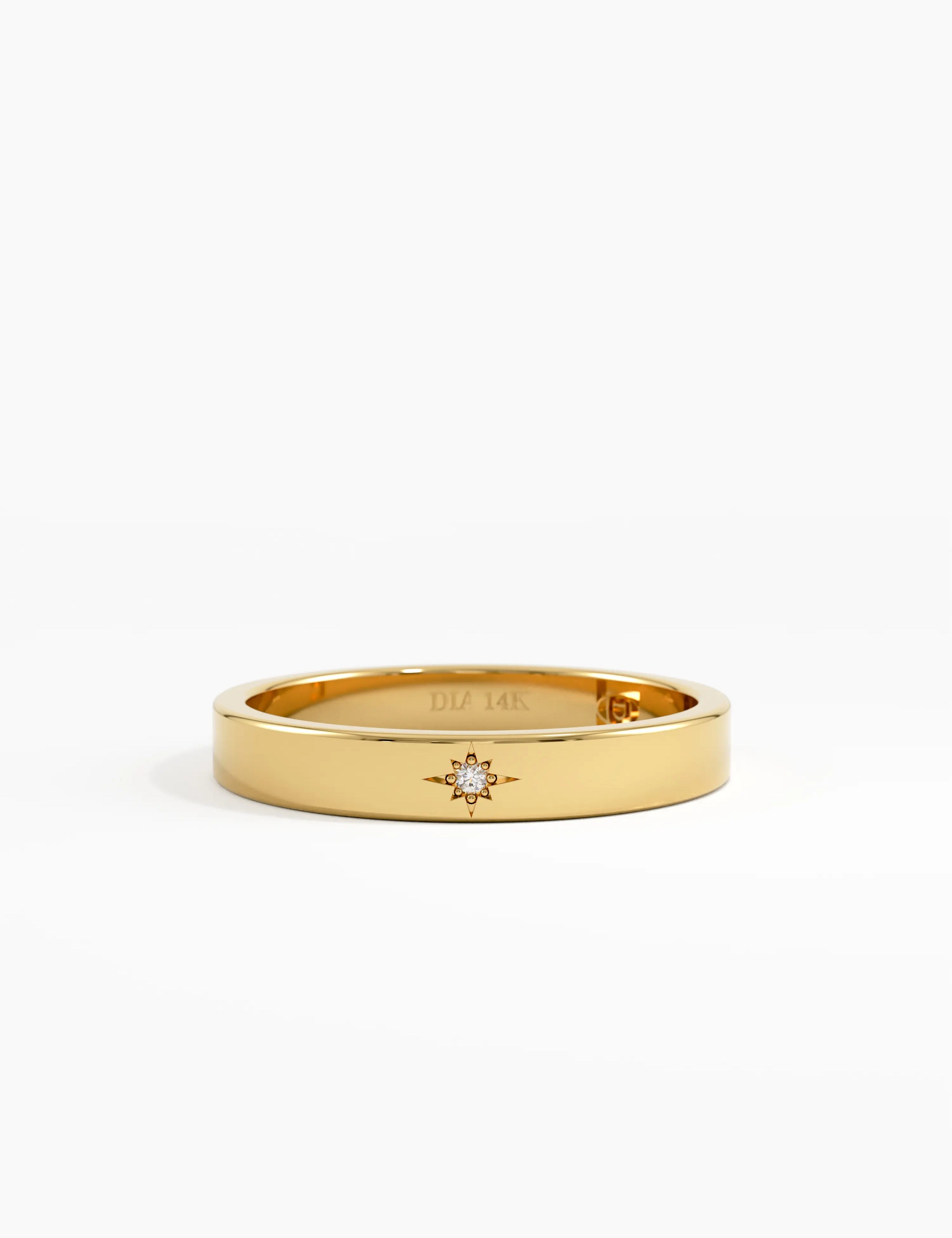 Starburst Wedding Band, solid gold ring | DiaFifth