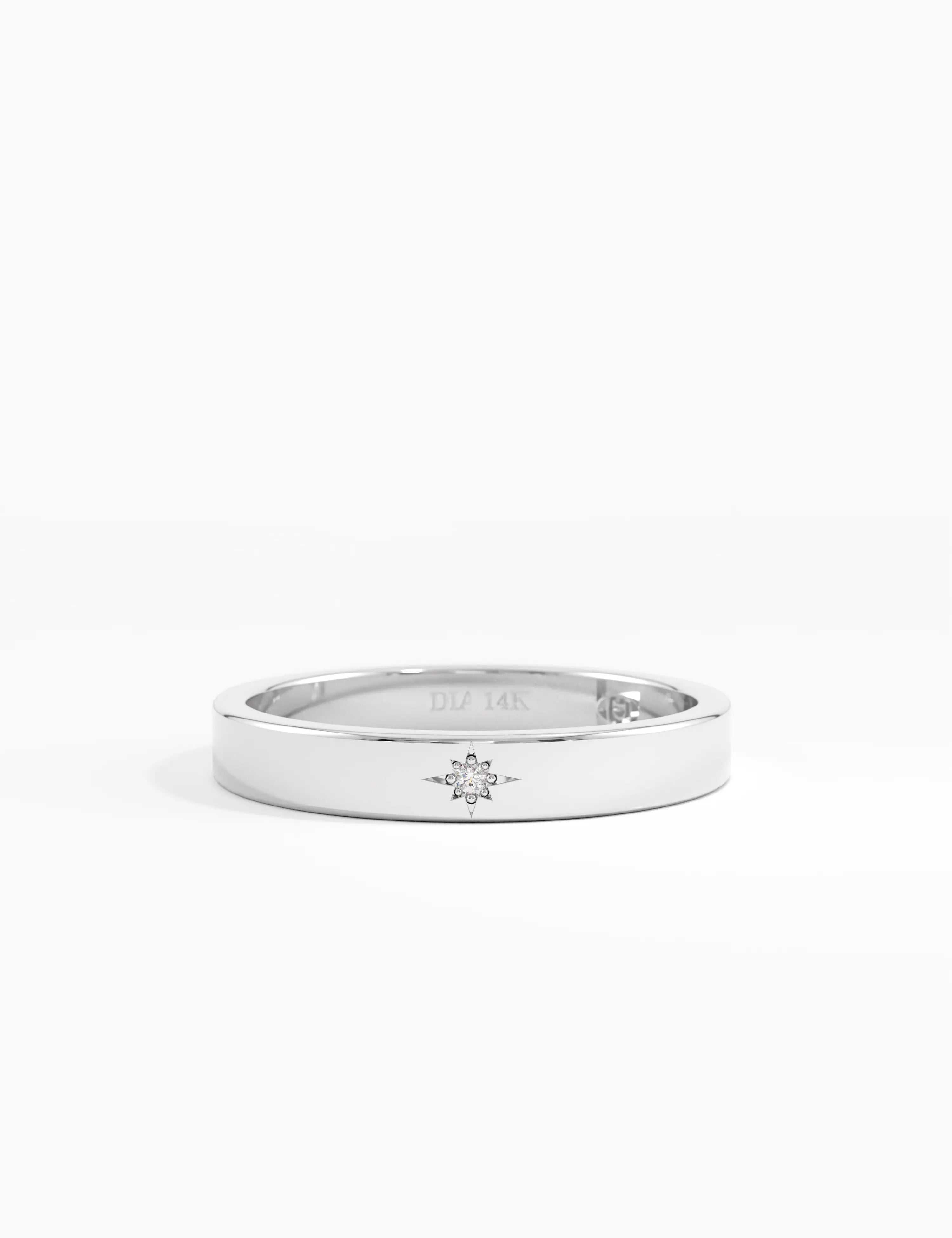 Starburst Wedding Band, solid gold ring, view 7 | DiaFifth