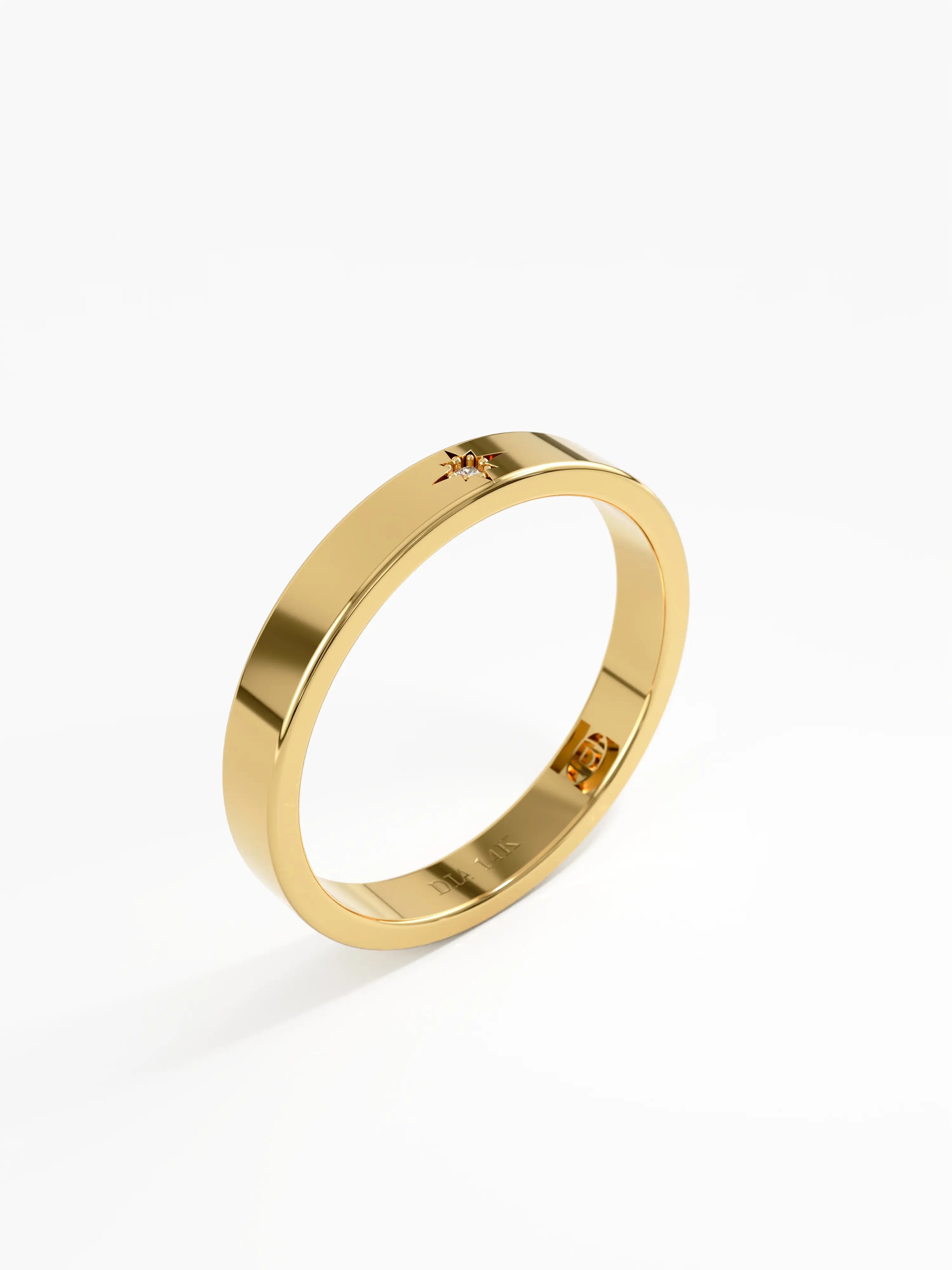 Starburst Wedding Band, solid gold ring, view 5 | DiaFifth