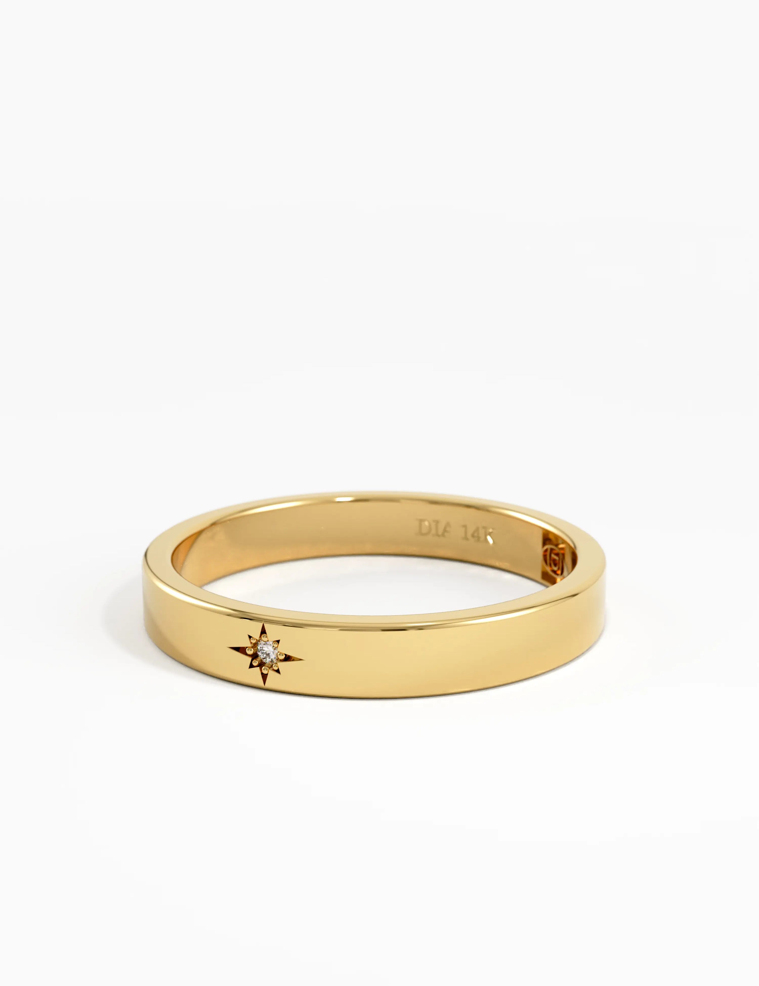 Starburst Wedding Band, solid gold ring, view 8 | DiaFifth