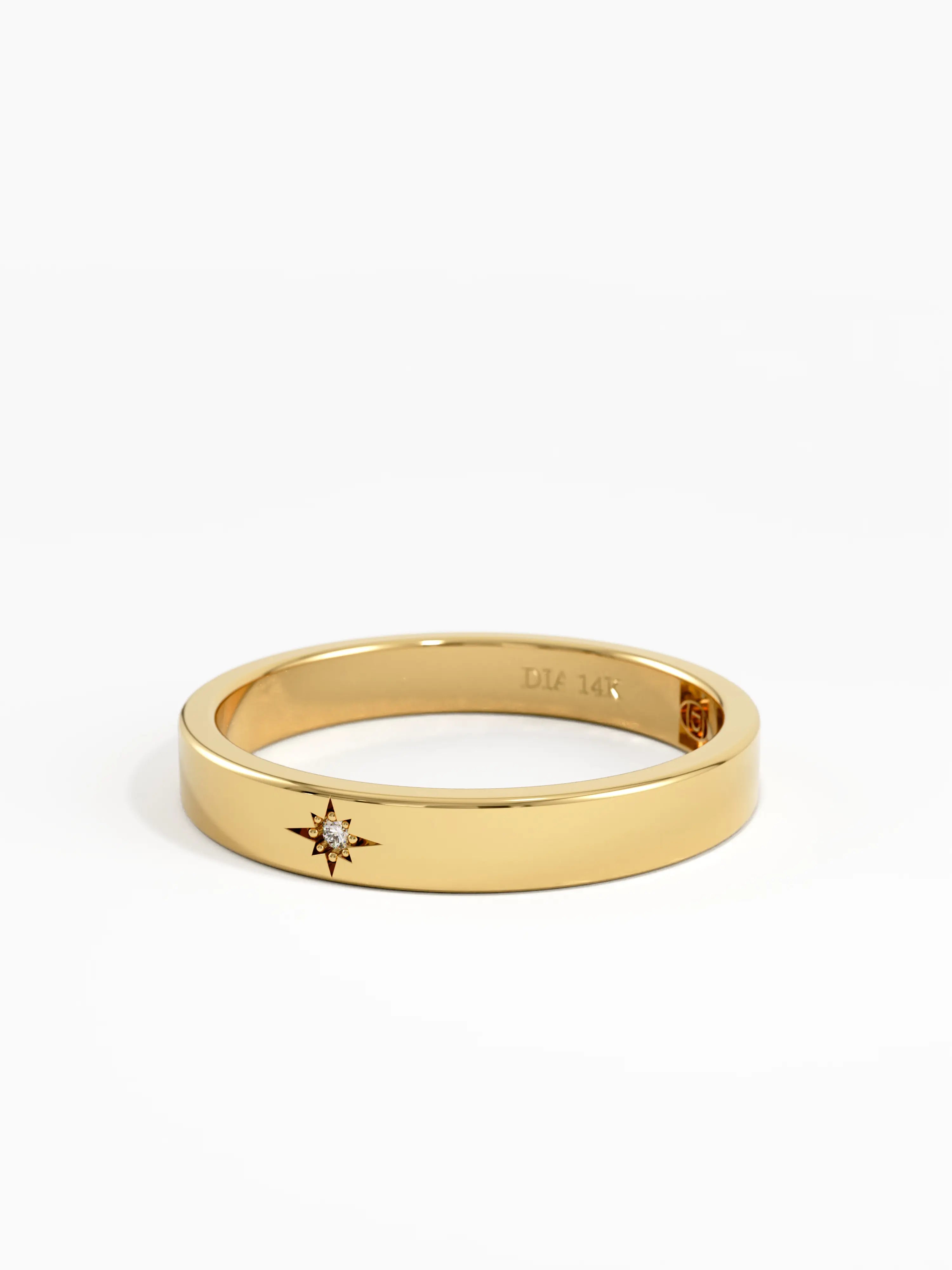 Starburst Wedding Band, solid gold ring, view 8 | DiaFifth