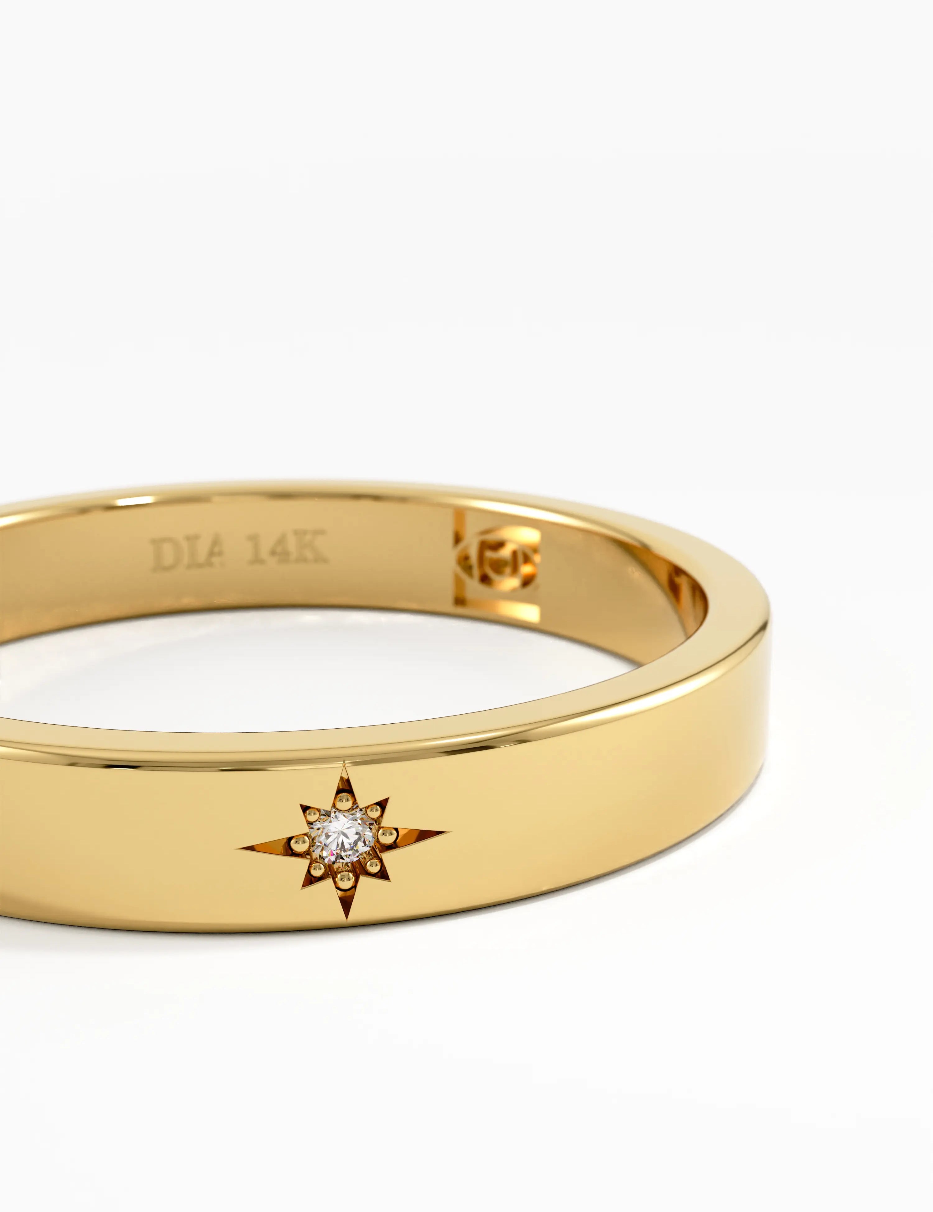 Starburst Wedding Band, solid gold ring, view 2 | DiaFifth